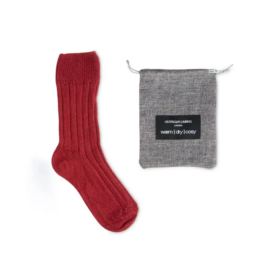Luxury lounge socks in British alpaca - Wine - Image 3