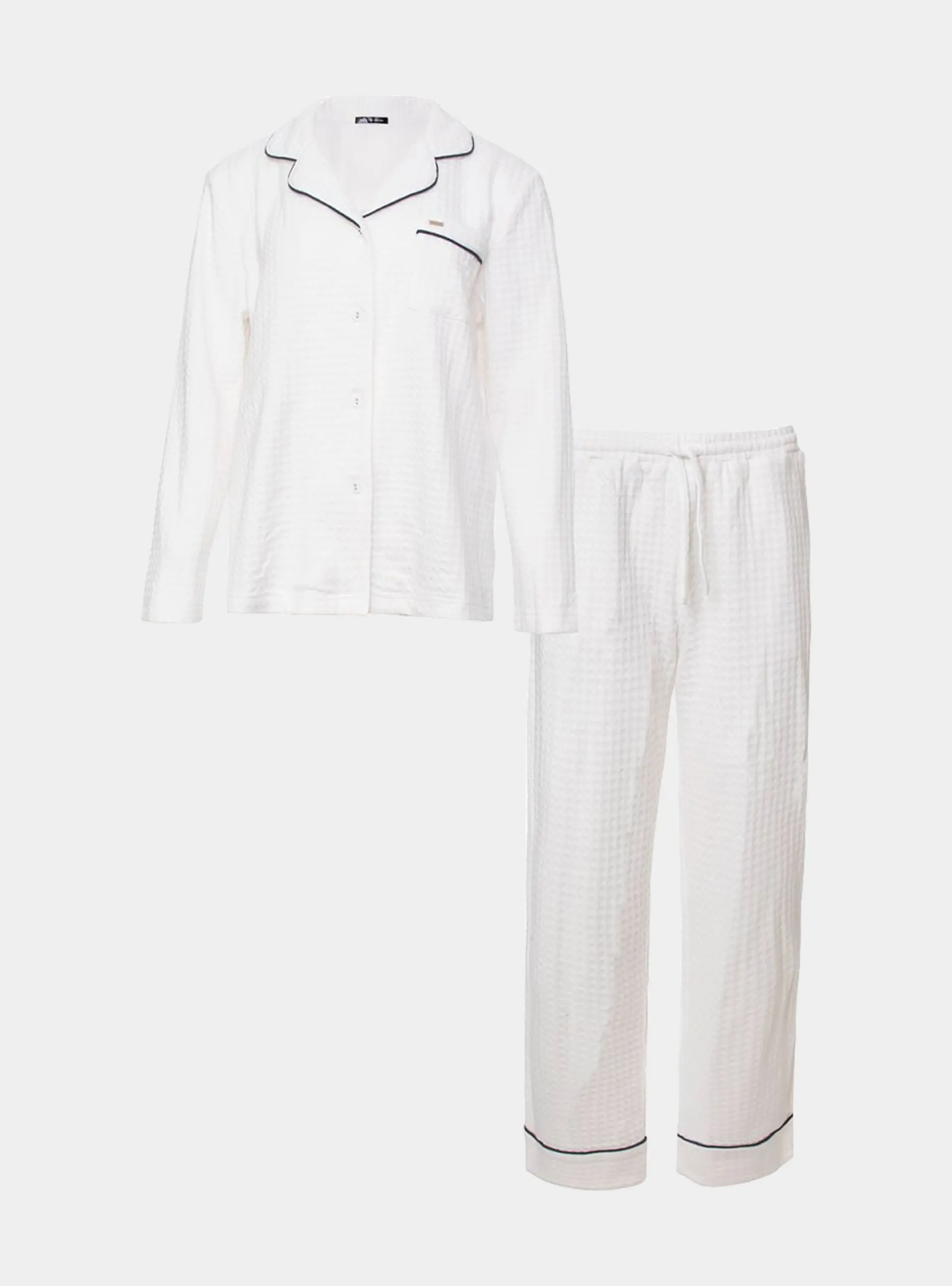 Luxury Suite Waffle PJ Set in White