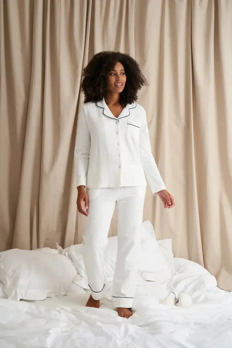 Luxury Suite Waffle PJ Set in White - Image 2
