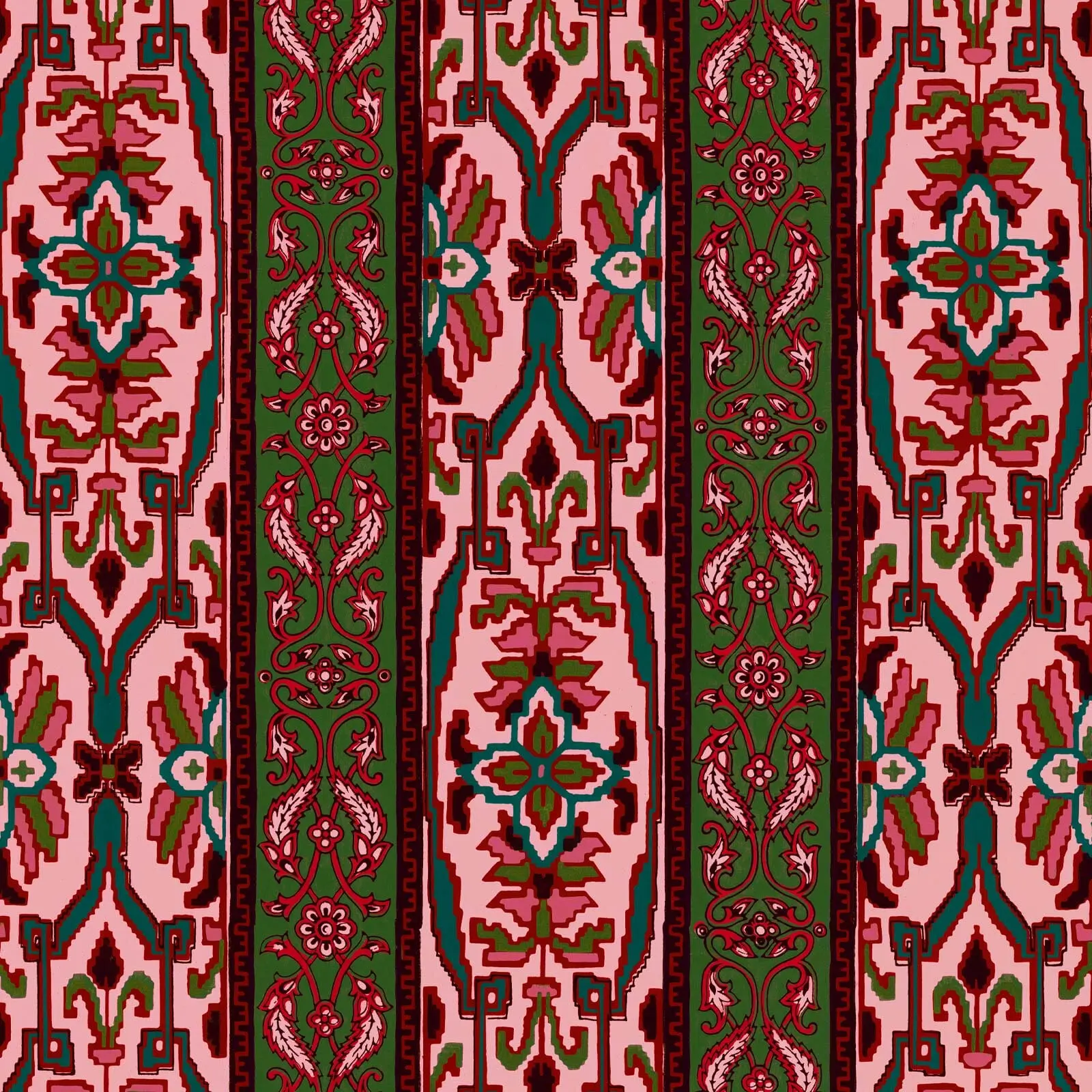 MAMOUNIA Wallpaper - Amaranth & Juniper Green