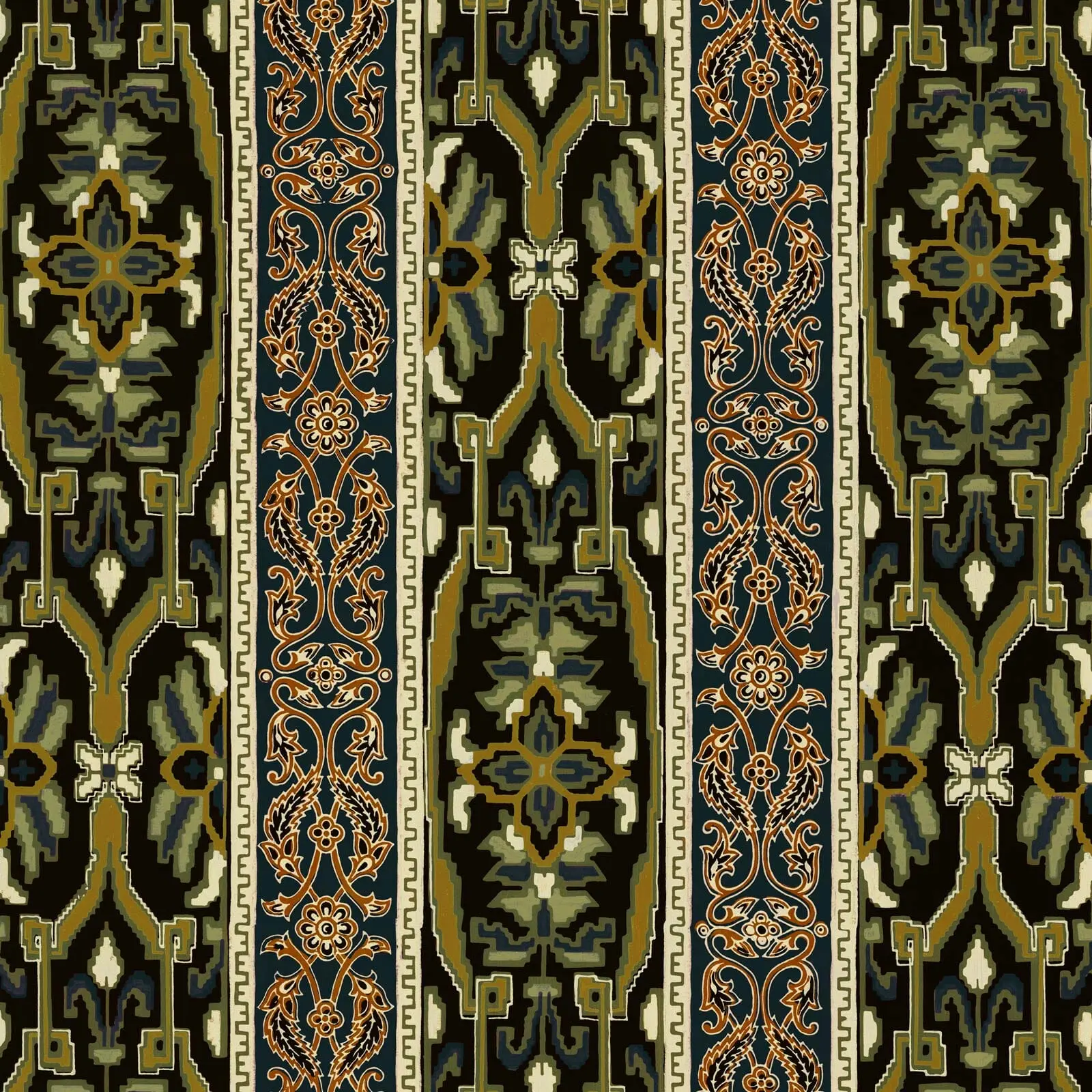 MAMOUNIA Wallpaper - Moss Green & Black