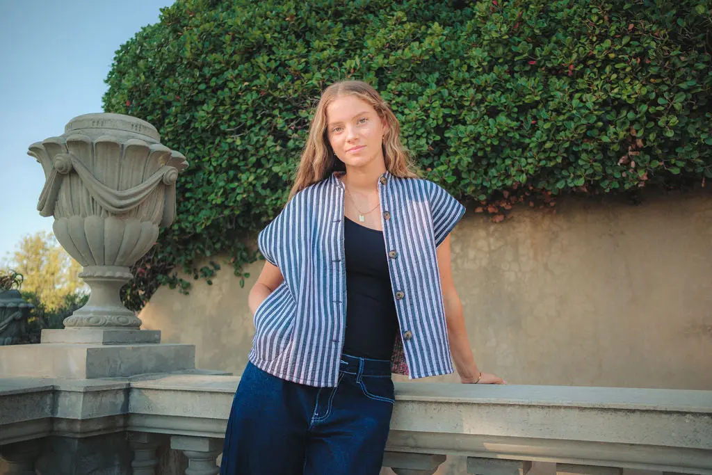 Mana Striped Sleeveless Jacket - Image 4
