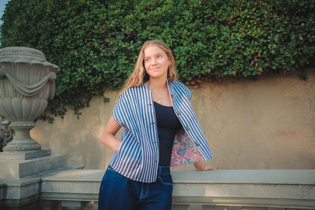 Mana Striped Sleeveless Jacket - Image 6