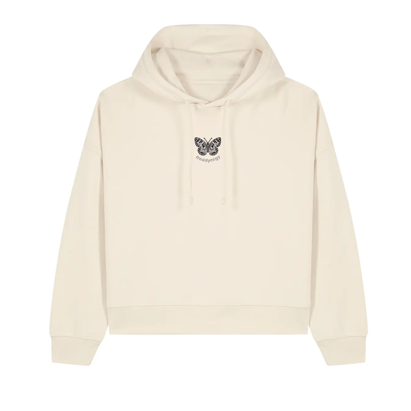 Marbled White Butterfly Cropped Hoodie - Butterfly - Unisex Relaxed Fit - Image 2
