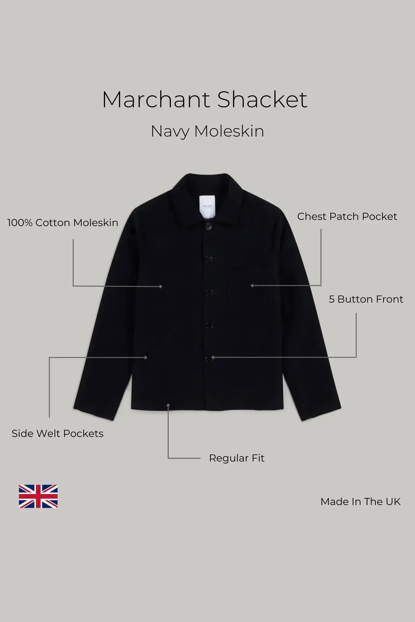 Marchant Jacket  - Navy Moleskin - Image 6