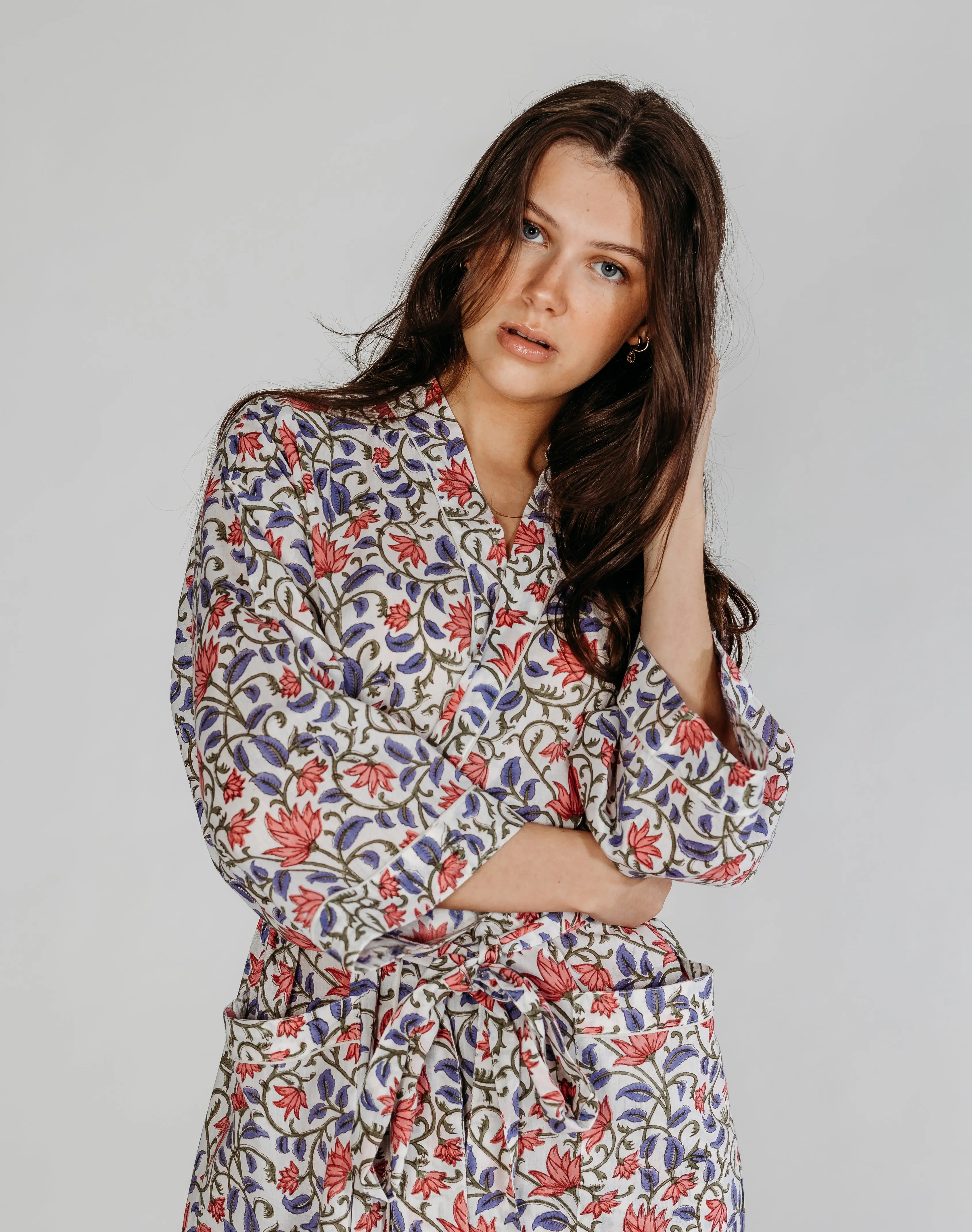 Martha Floral Block Printed Robe - Image 4