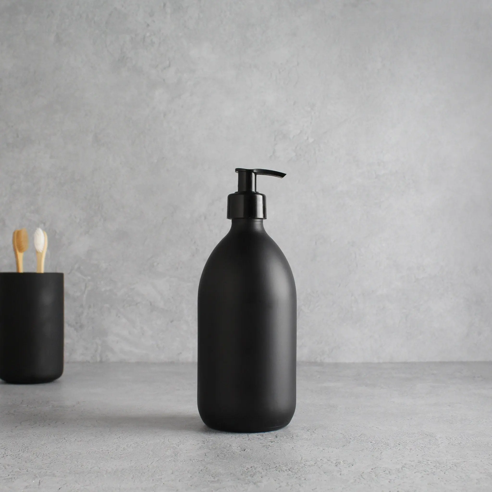 Matte Black Glass Dispenser Bottle With Black Pump - Image 4