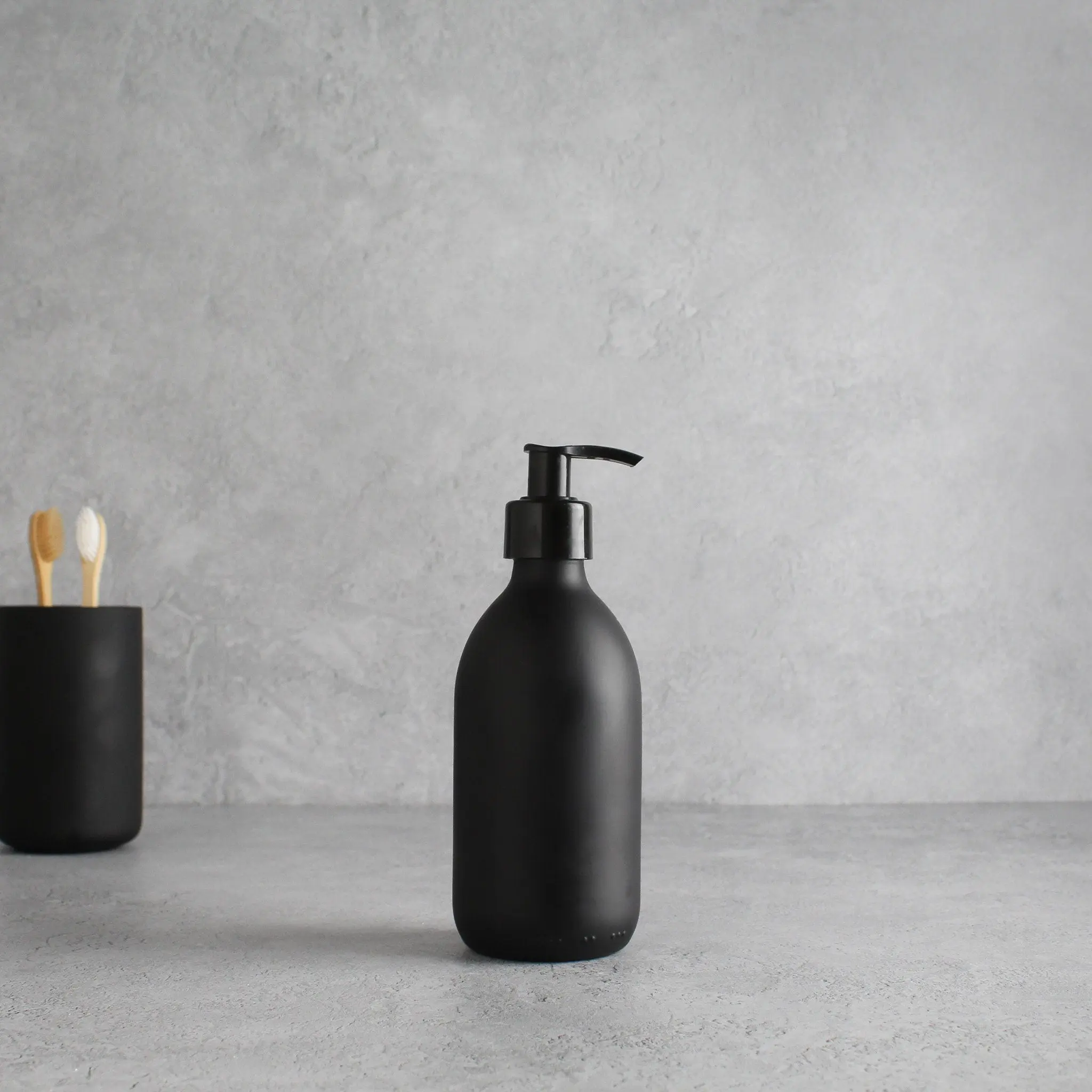 Matte Black Glass Dispenser Bottle With Black Pump - Image 5