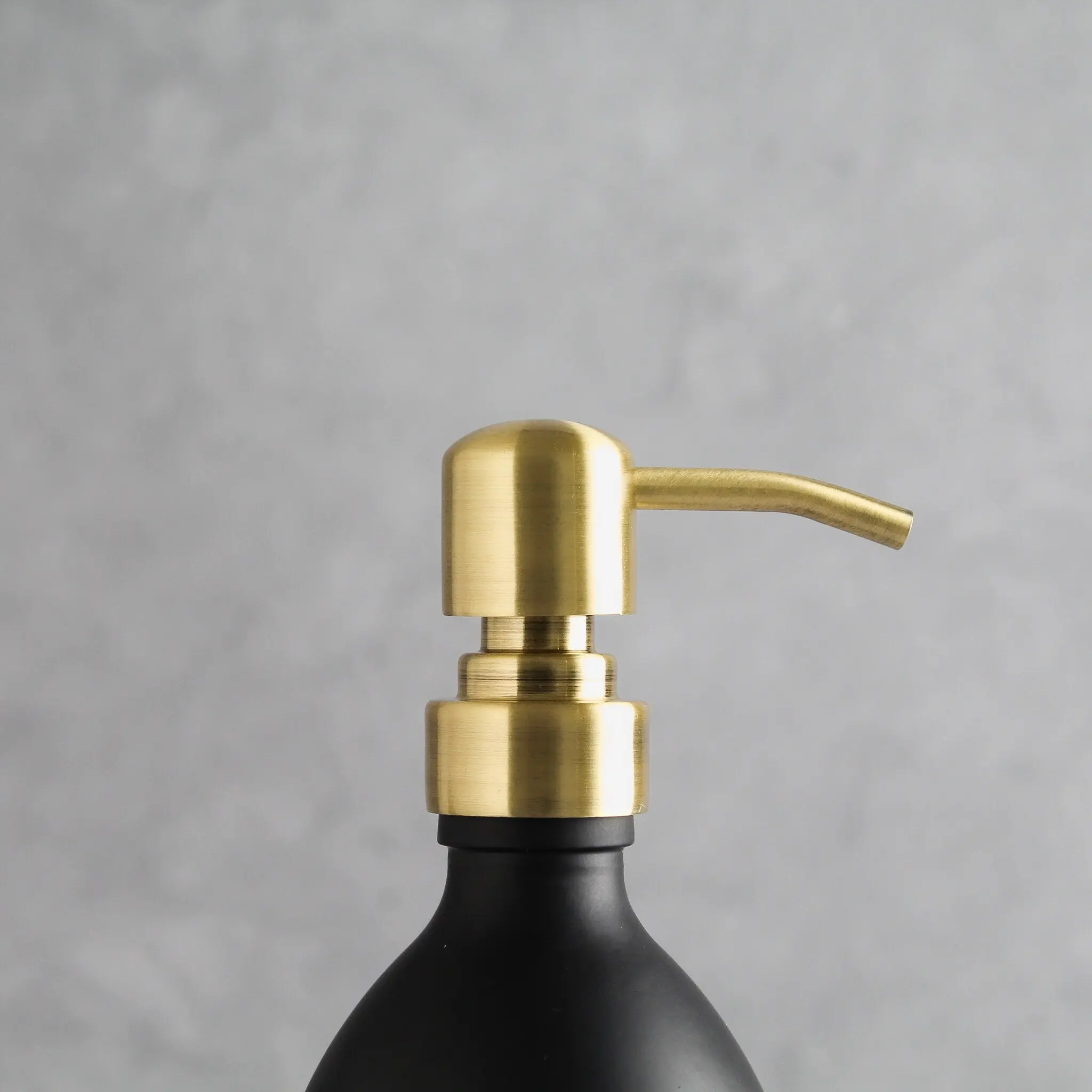 Matte Black Glass Dispenser Bottle With Gold Pump - Image 7