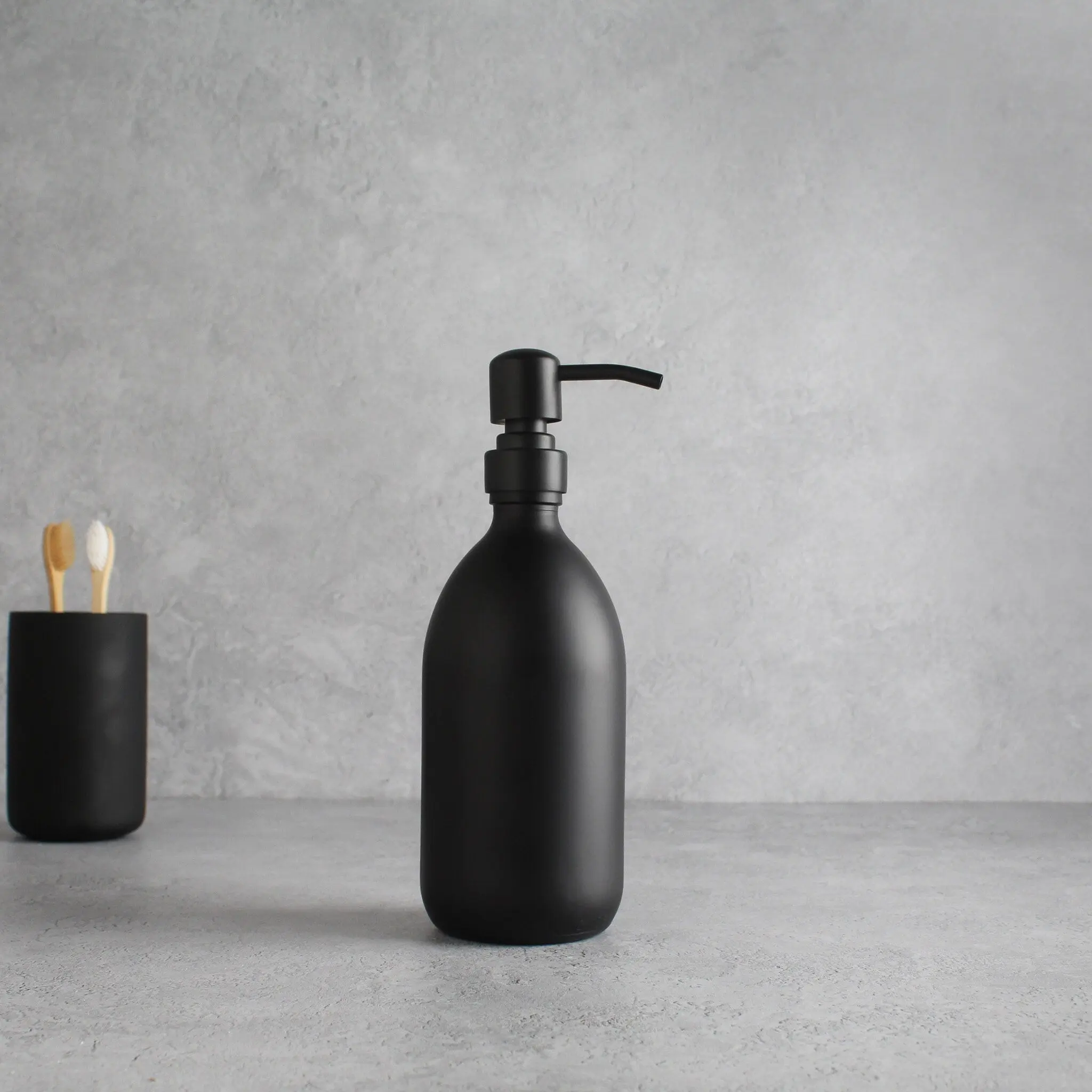 Matte Black Glass Dispenser Bottle With Matte Black Pump - Image 5