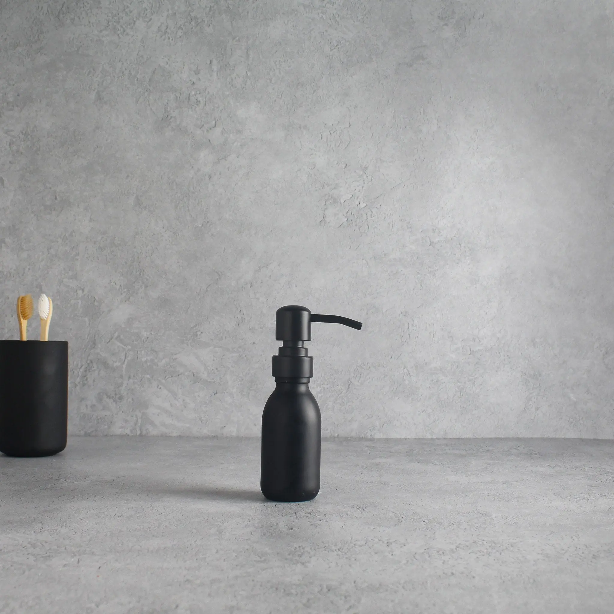 Matte Black Glass Dispenser Bottle With Matte Black Pump - Image 7