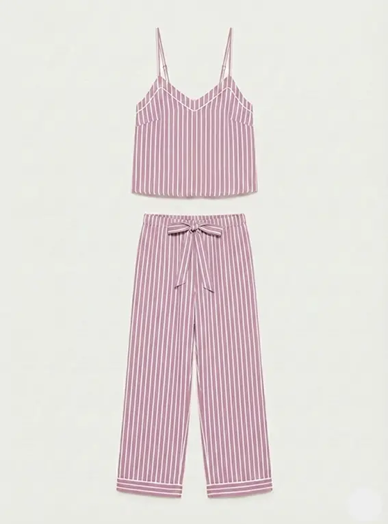 Mauve Stripe Women's Organic Cotton Cami Trouser Set