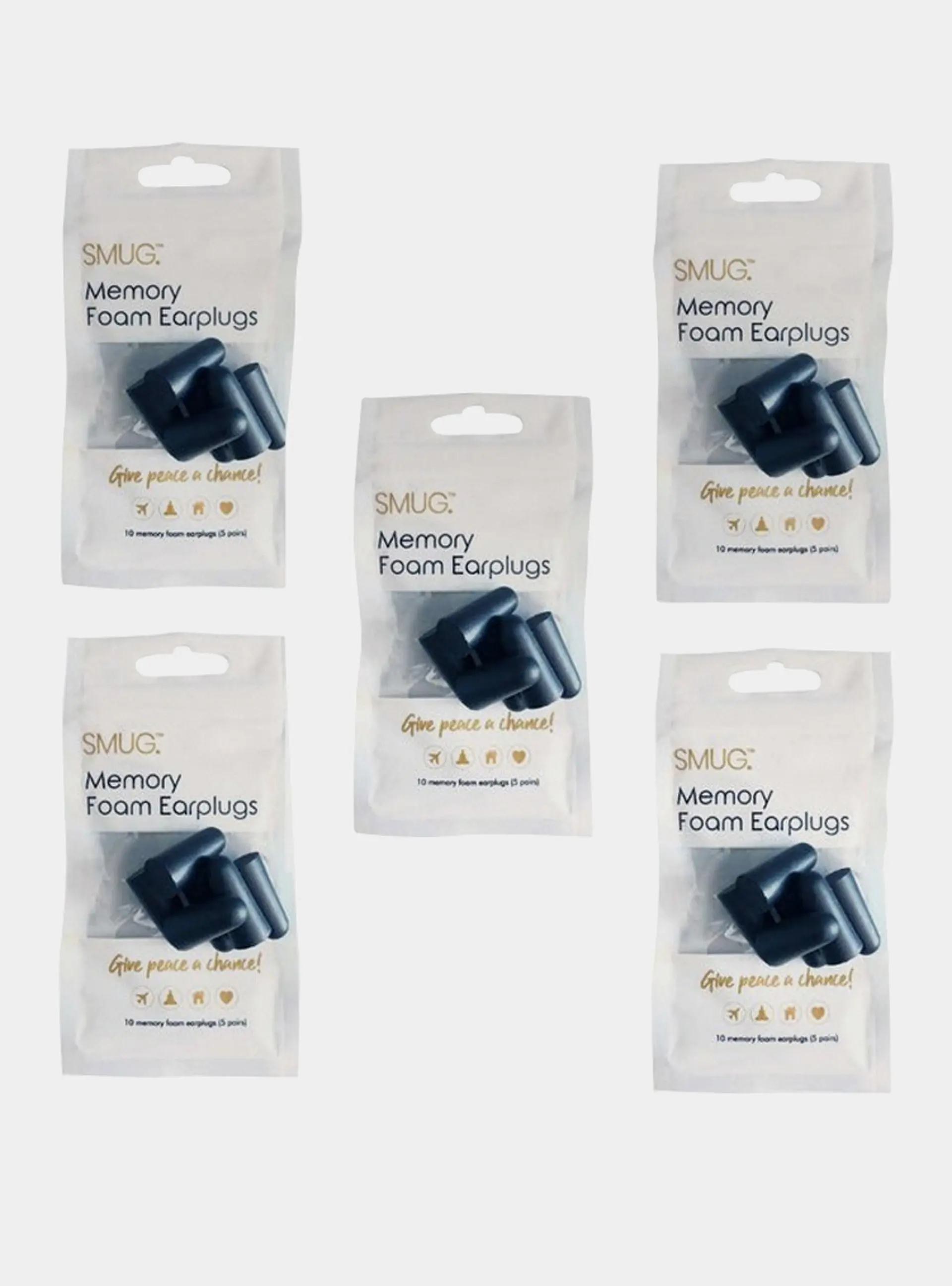 Memory Foam Earplugs - Black (5 packs)