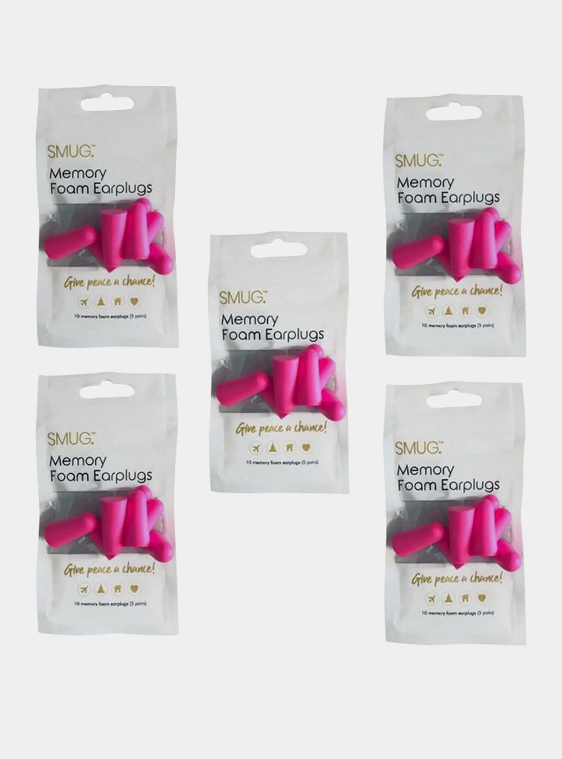 Memory Foam Earplugs - Bright Pink (5 packs)