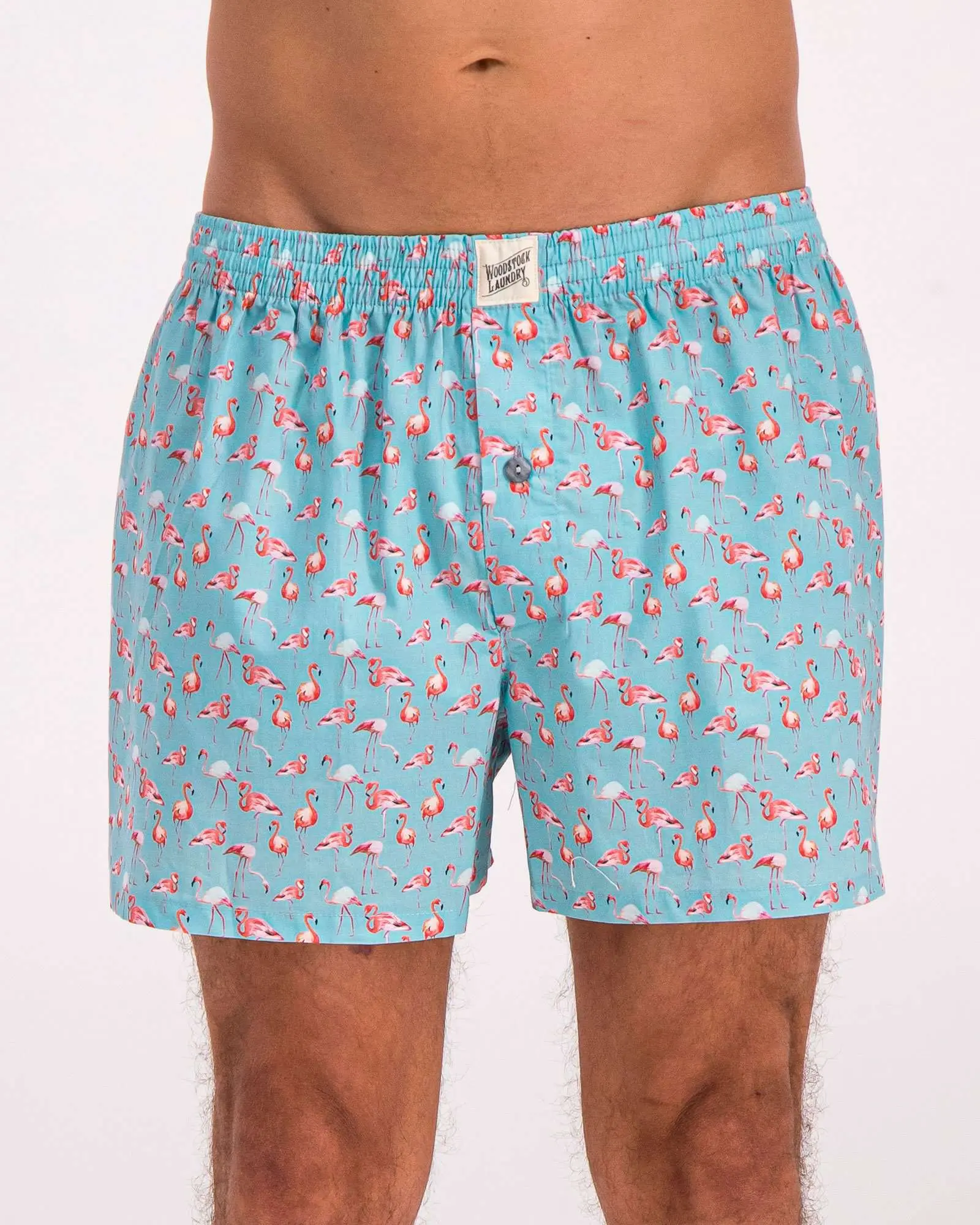 Mens Boxer Shorts - Blue Flamingos - Image 3