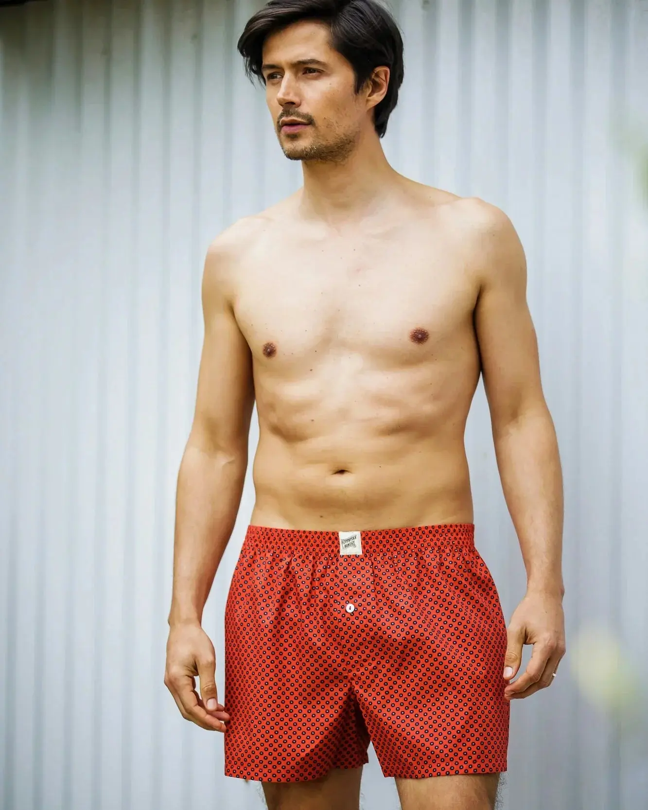 Mens Boxer Shorts - Navy Poppy Circles - Image 3