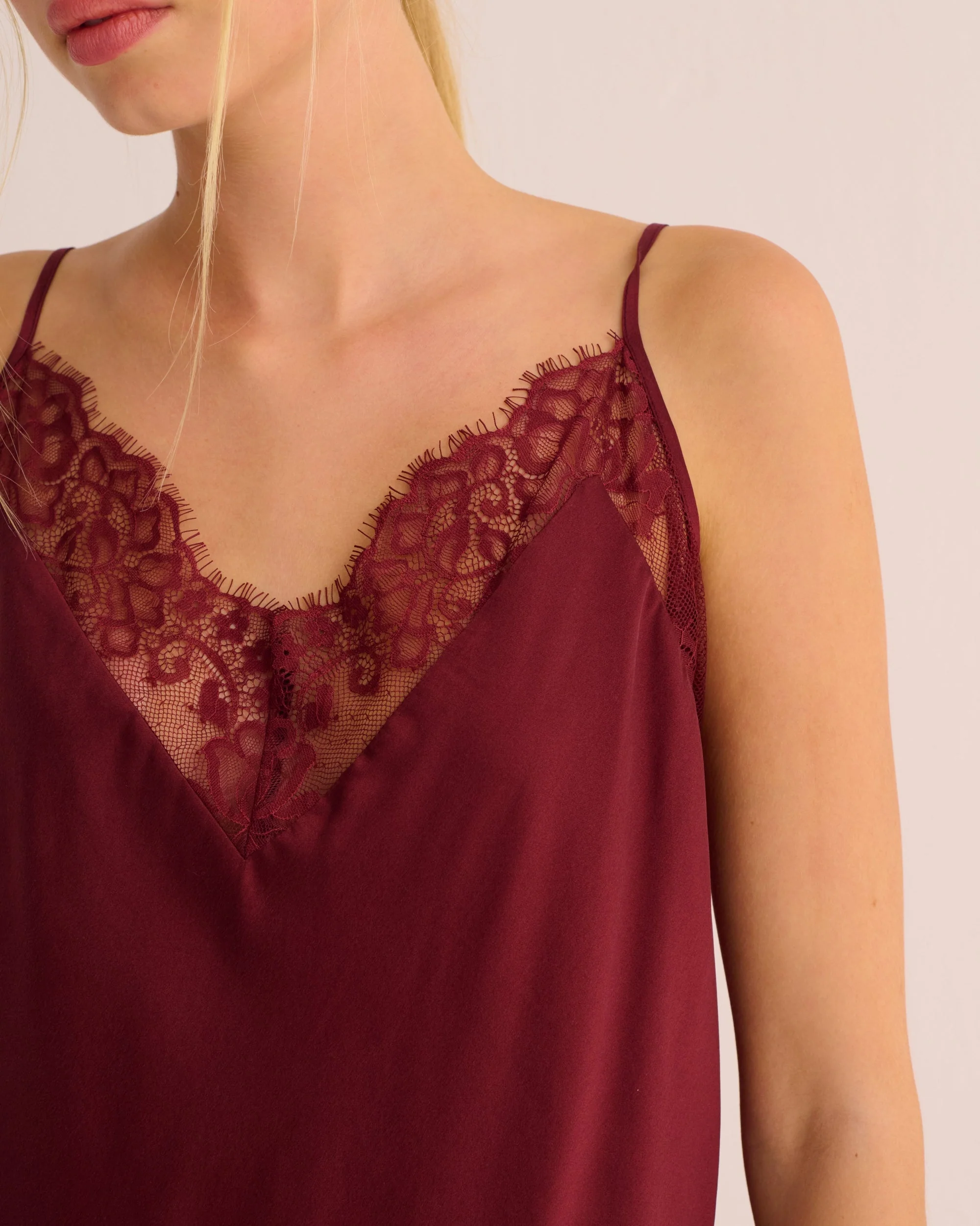 Merlot Washable Organic Stretch Silk Camisole and Shorts Set - Image 3