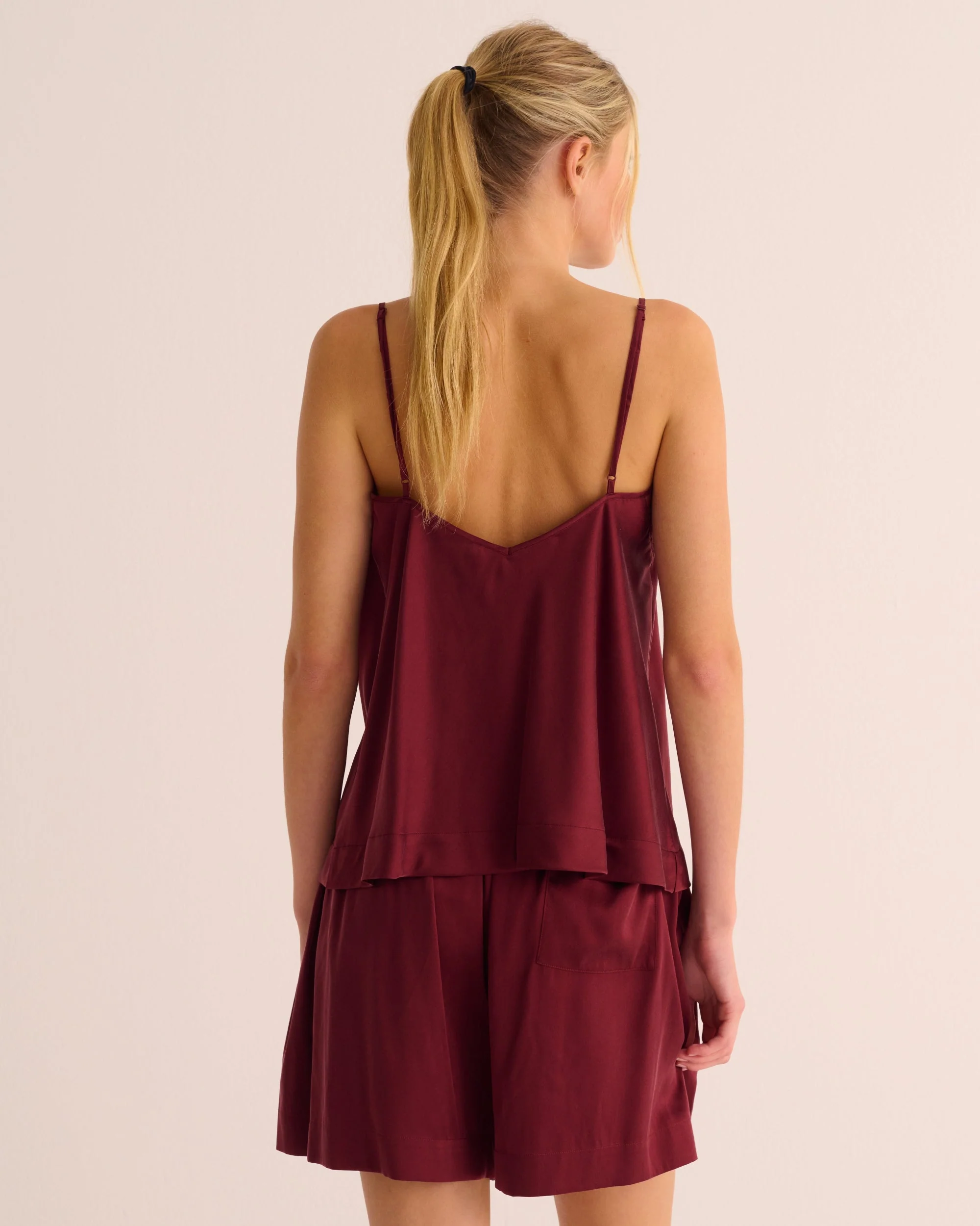 Merlot Washable Organic Stretch Silk Camisole and Shorts Set - Image 5