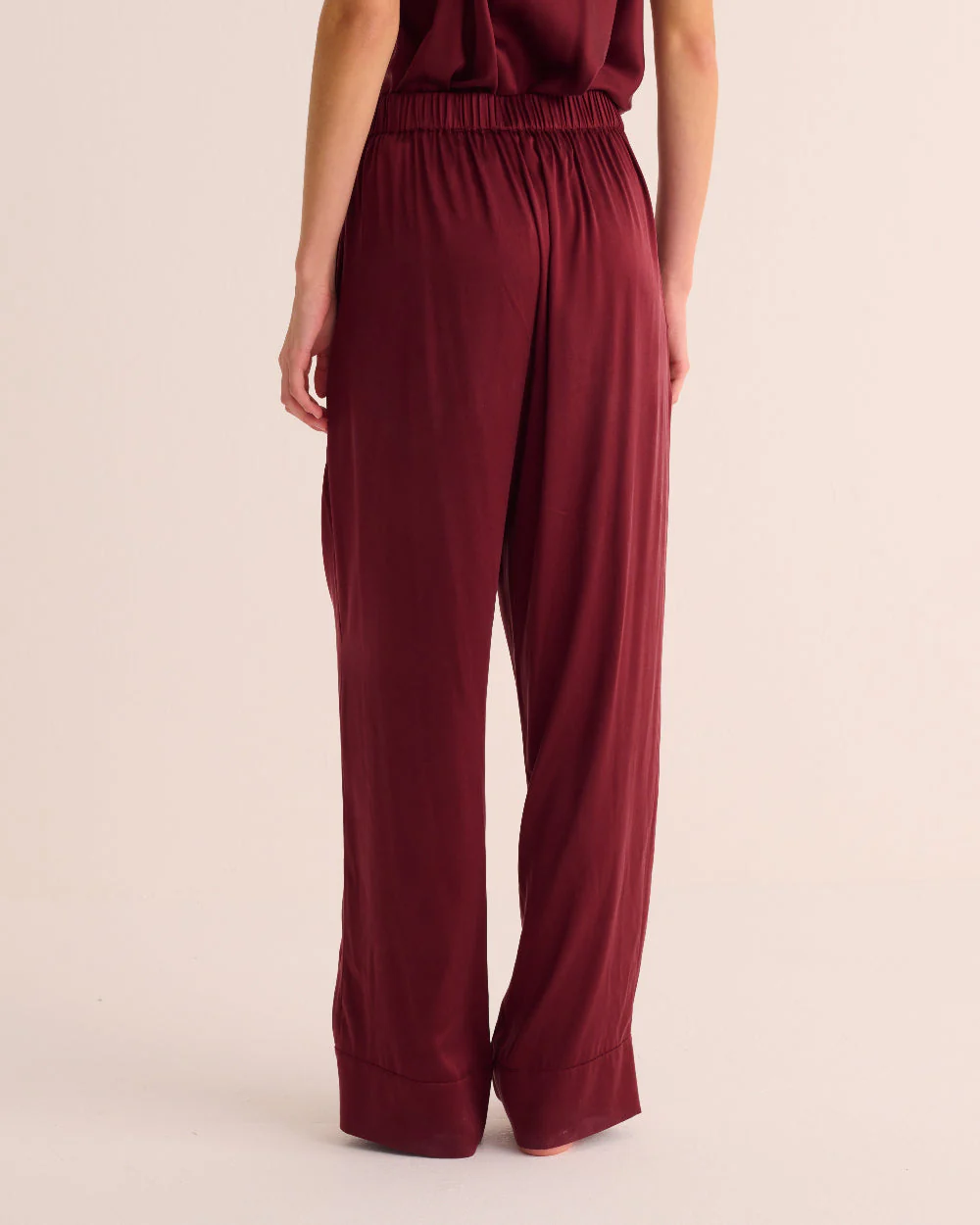 Merlot Washable Organic Stretch Silk Retro Shirt and Bottoms Set - Image 3