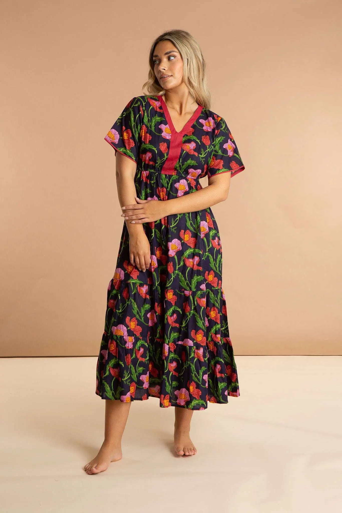 Midnight Sweetpea Floral Cotton Dress - Image 3