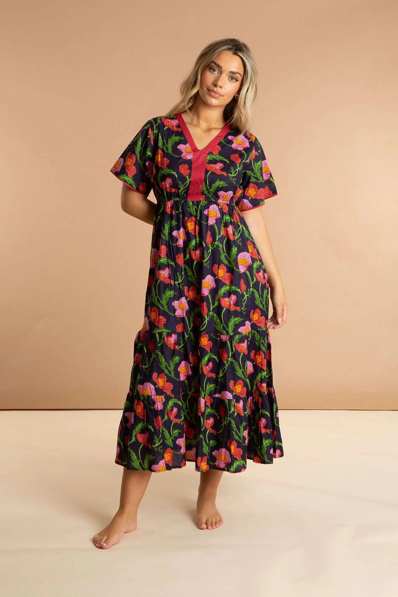 Midnight Sweetpea Floral Cotton Dress - Image 4