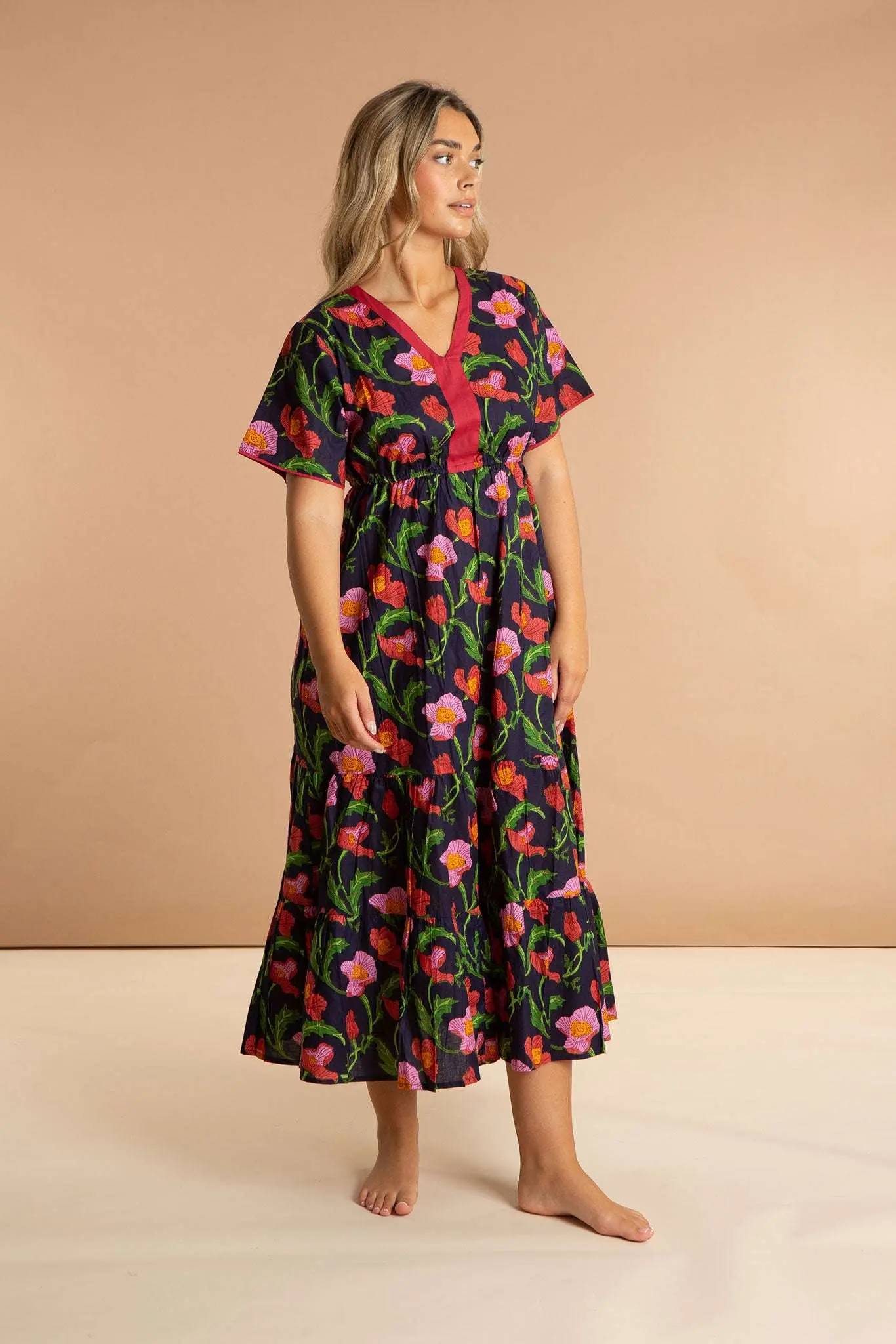 Midnight Sweetpea Floral Cotton Dress - Image 5