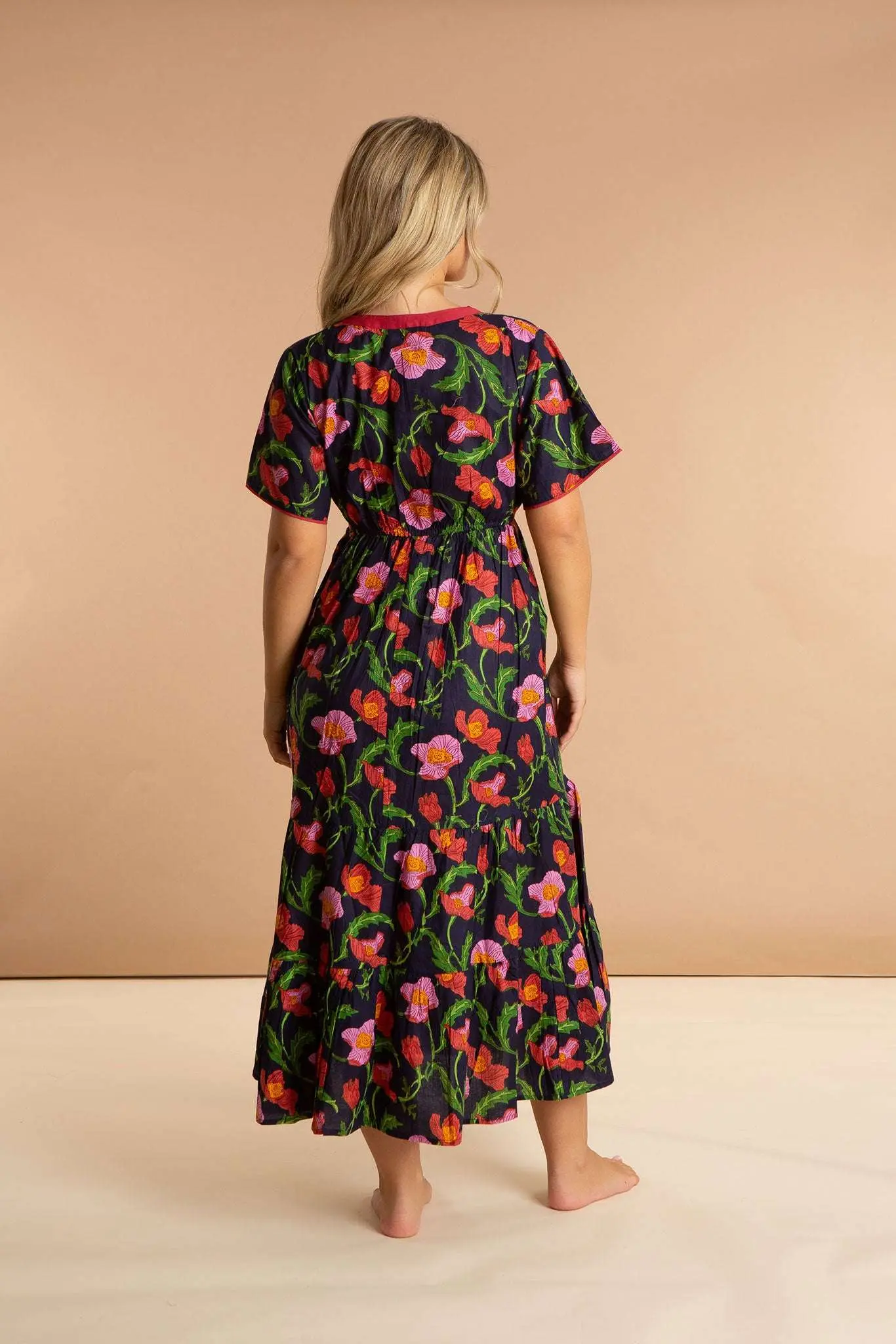 Midnight Sweetpea Floral Cotton Dress - Image 6