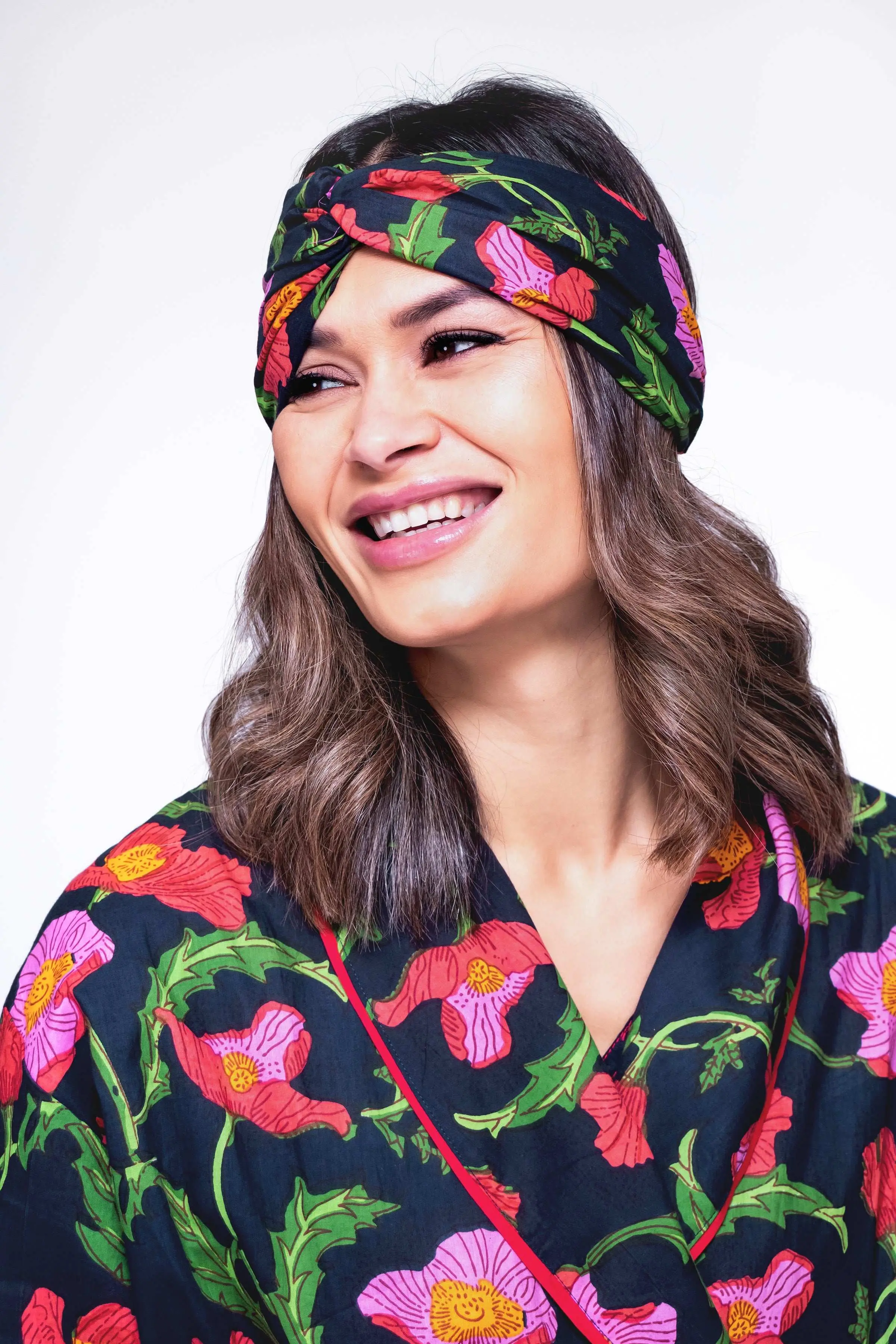 Midnight Sweetpea Floral Hair Scarf