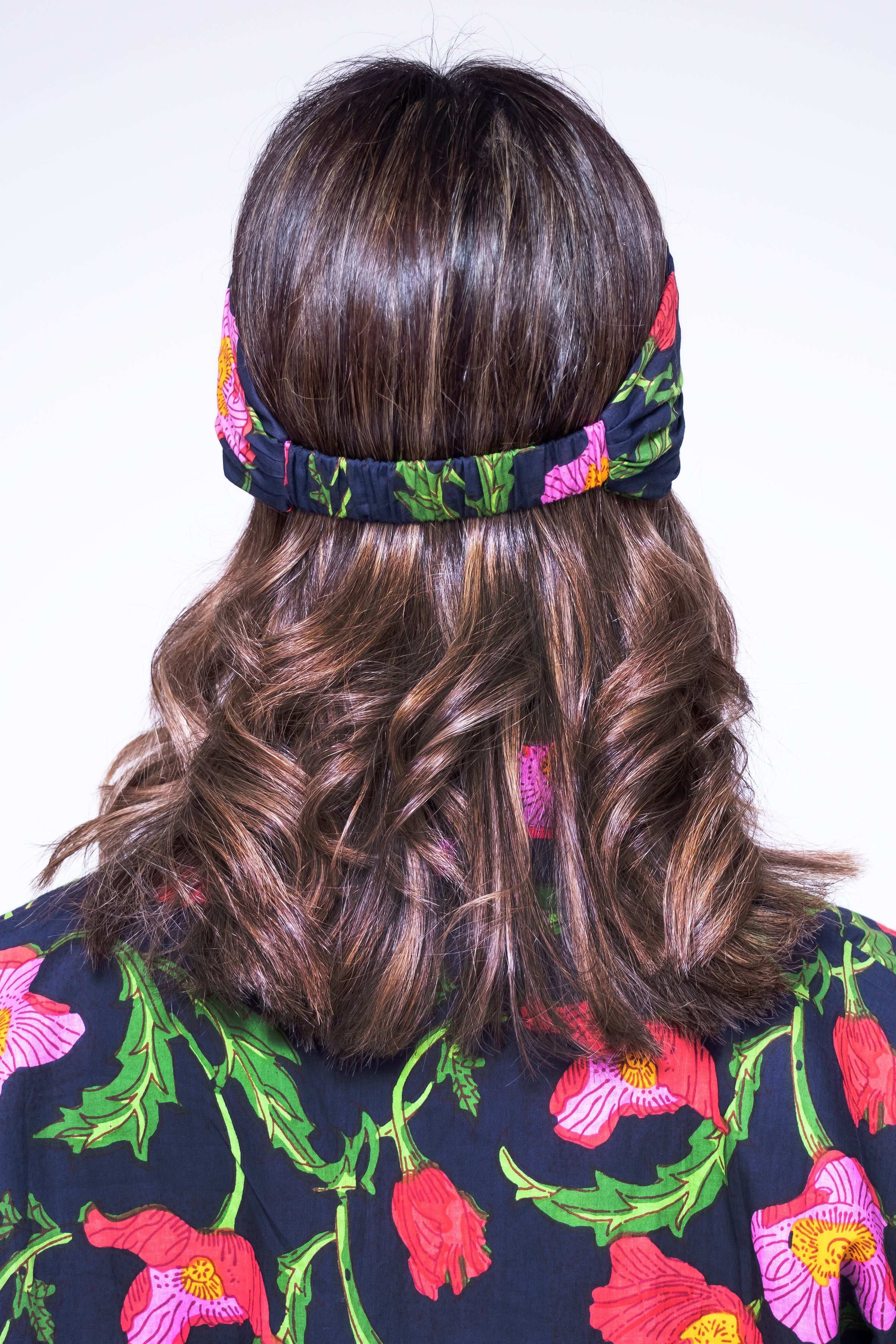 Midnight Sweetpea Floral Hair Scarf - Image 3