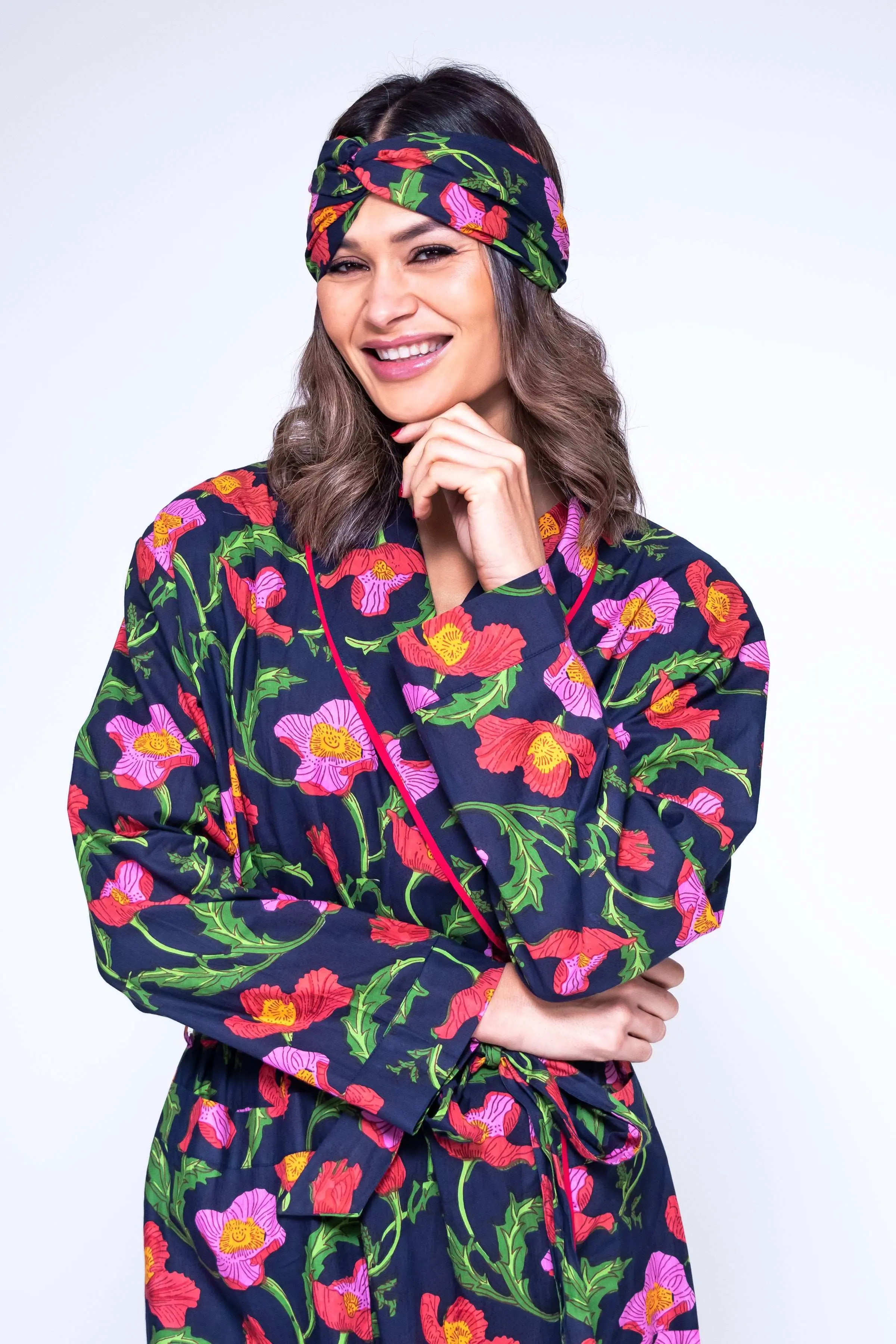 Midnight Sweetpea Floral Hair Scarf - Image 4