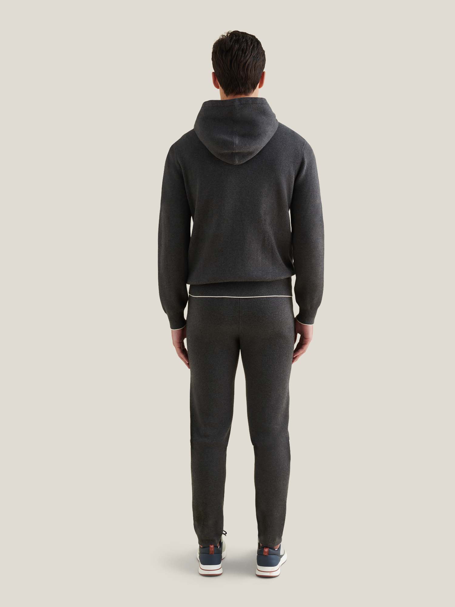 Charcoal Grey Milano Knit Zip Hoodie - Image 3