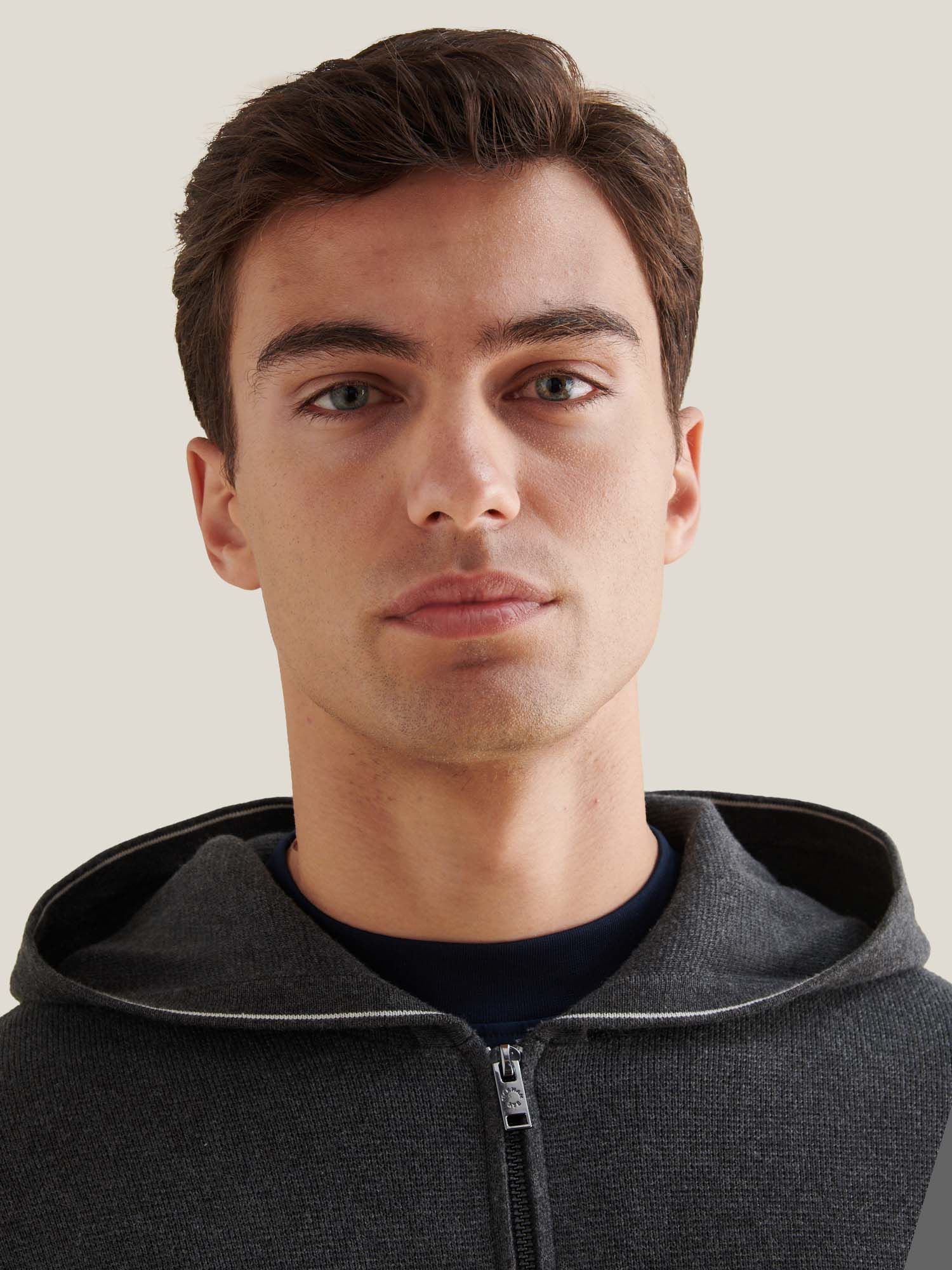 Charcoal Grey Milano Knit Zip Hoodie - Image 5