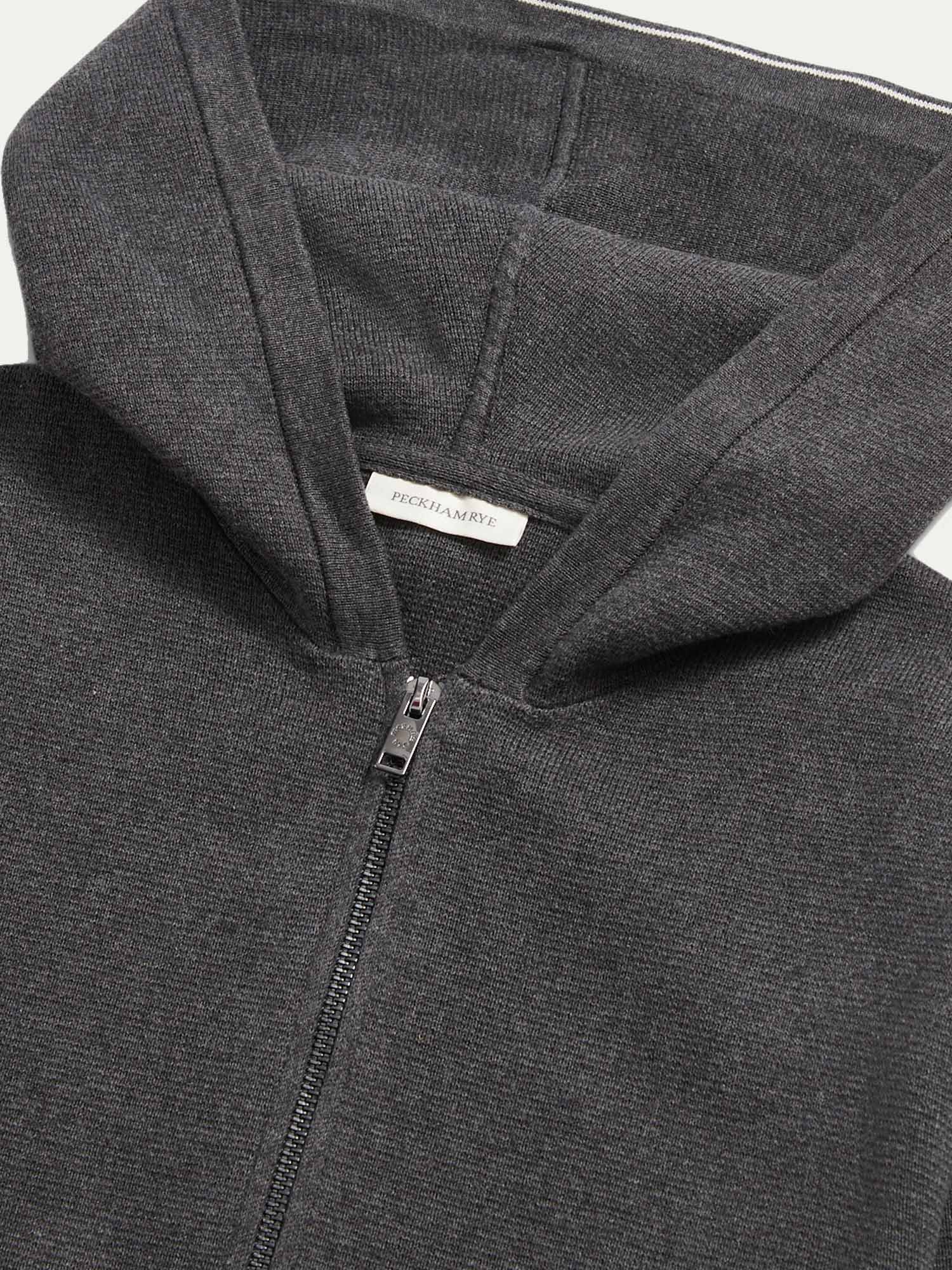 Charcoal Grey Milano Knit Zip Hoodie - Image 8
