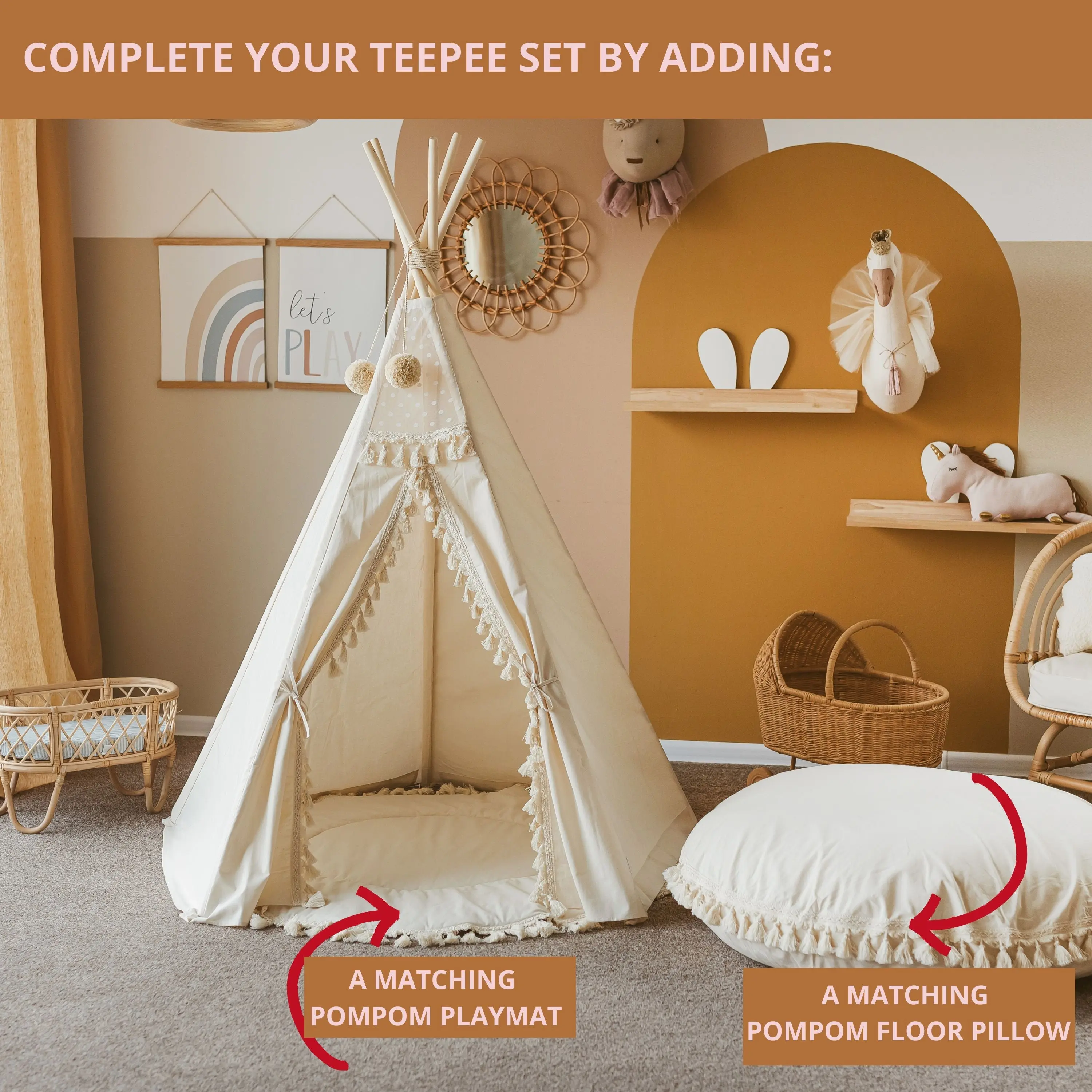 Boho Kids Teepee with Tassels - Image 6