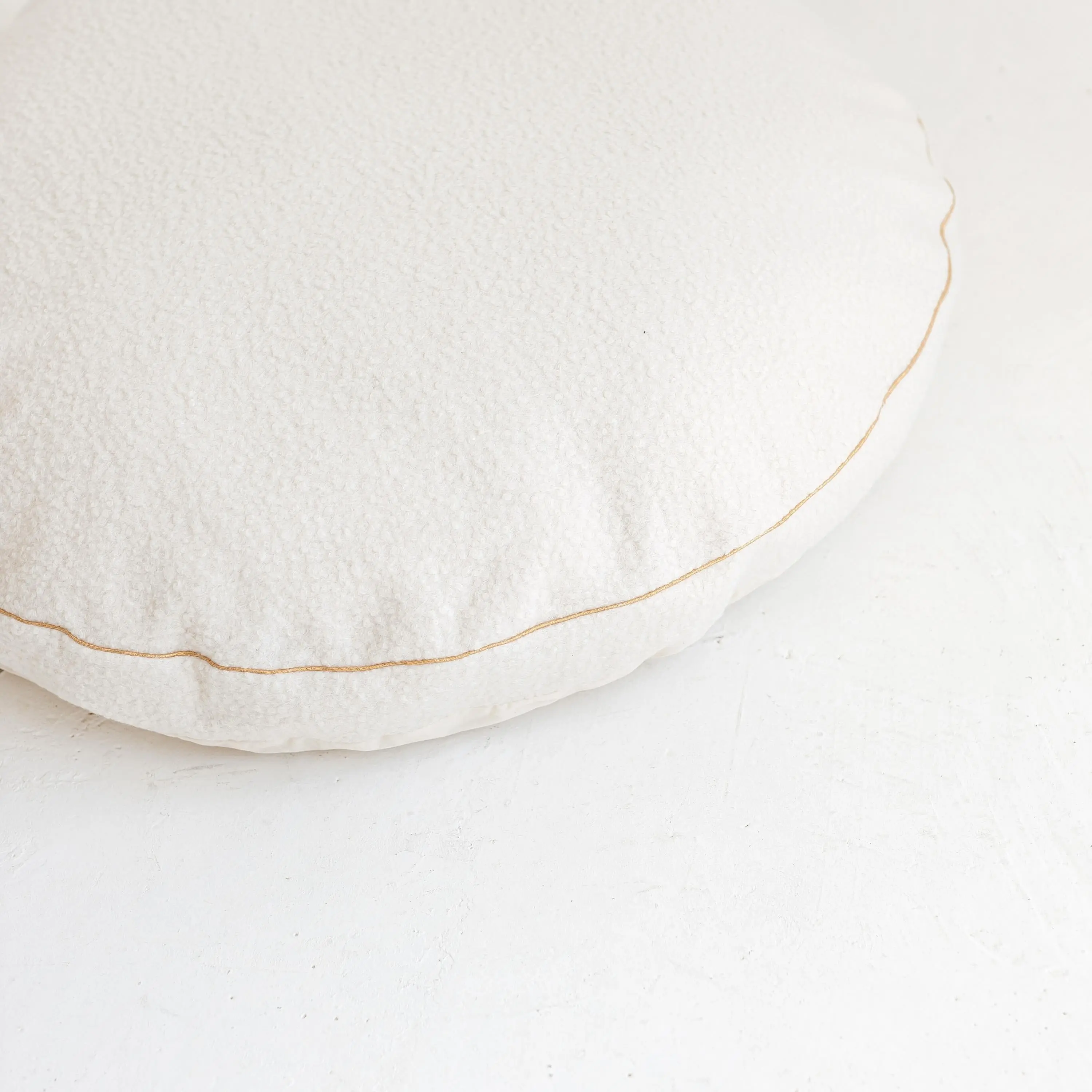 Ecru Boucle Fabric Kids Floor Cushion - Image 5