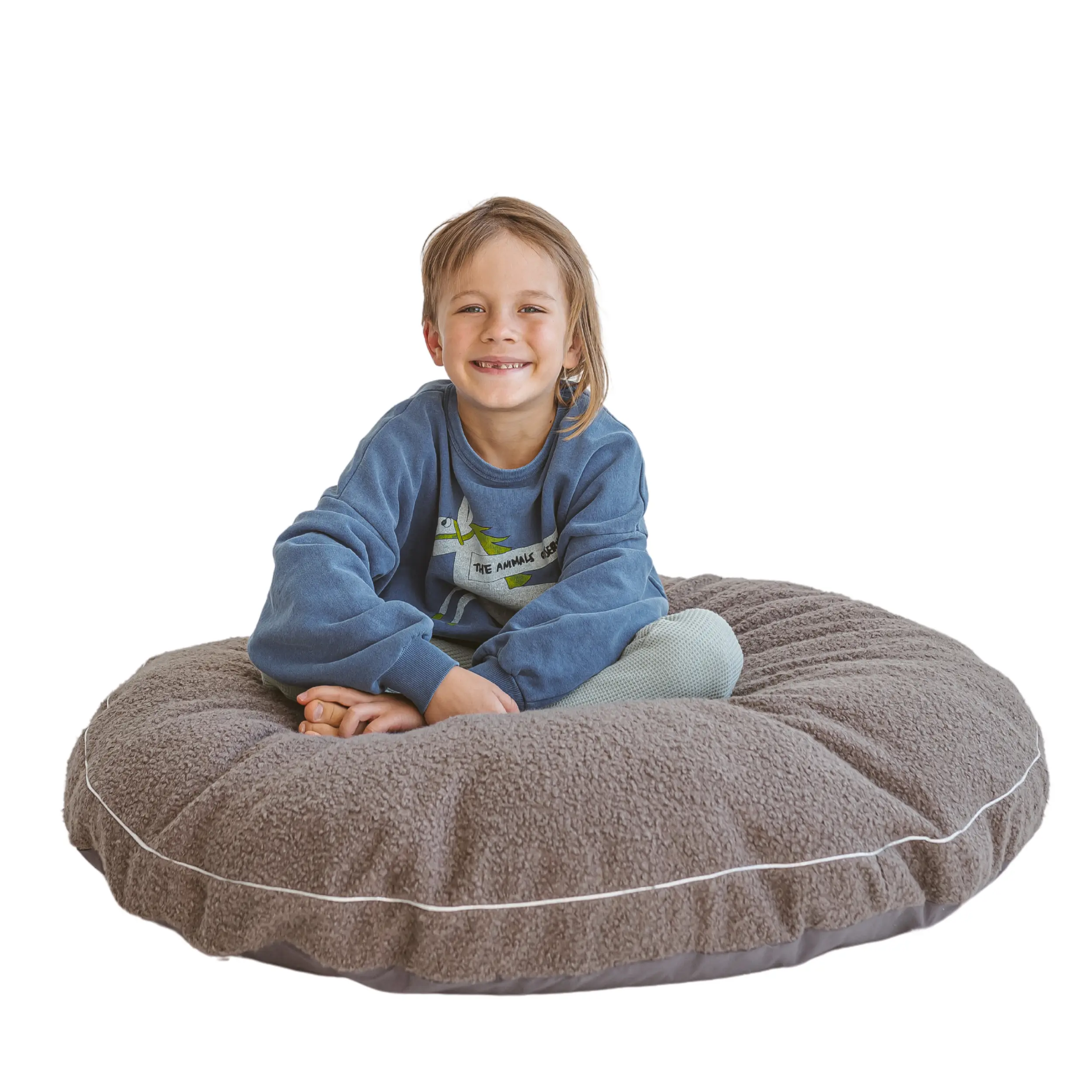 Grey Boucle Fabric Kids Floor Cushion - Image 8