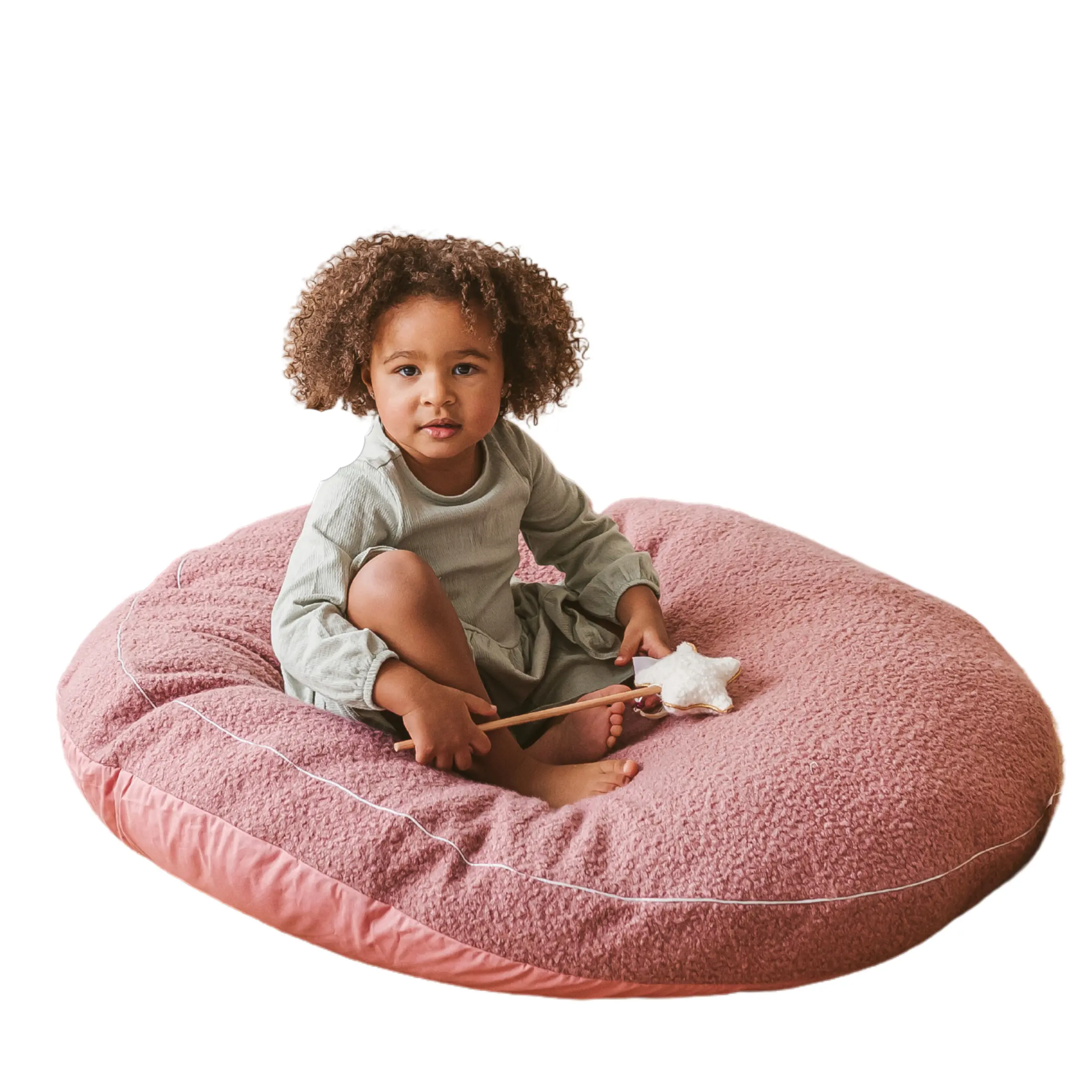 Rose Boucle Fabric Kids Floor Cushion - Image 7