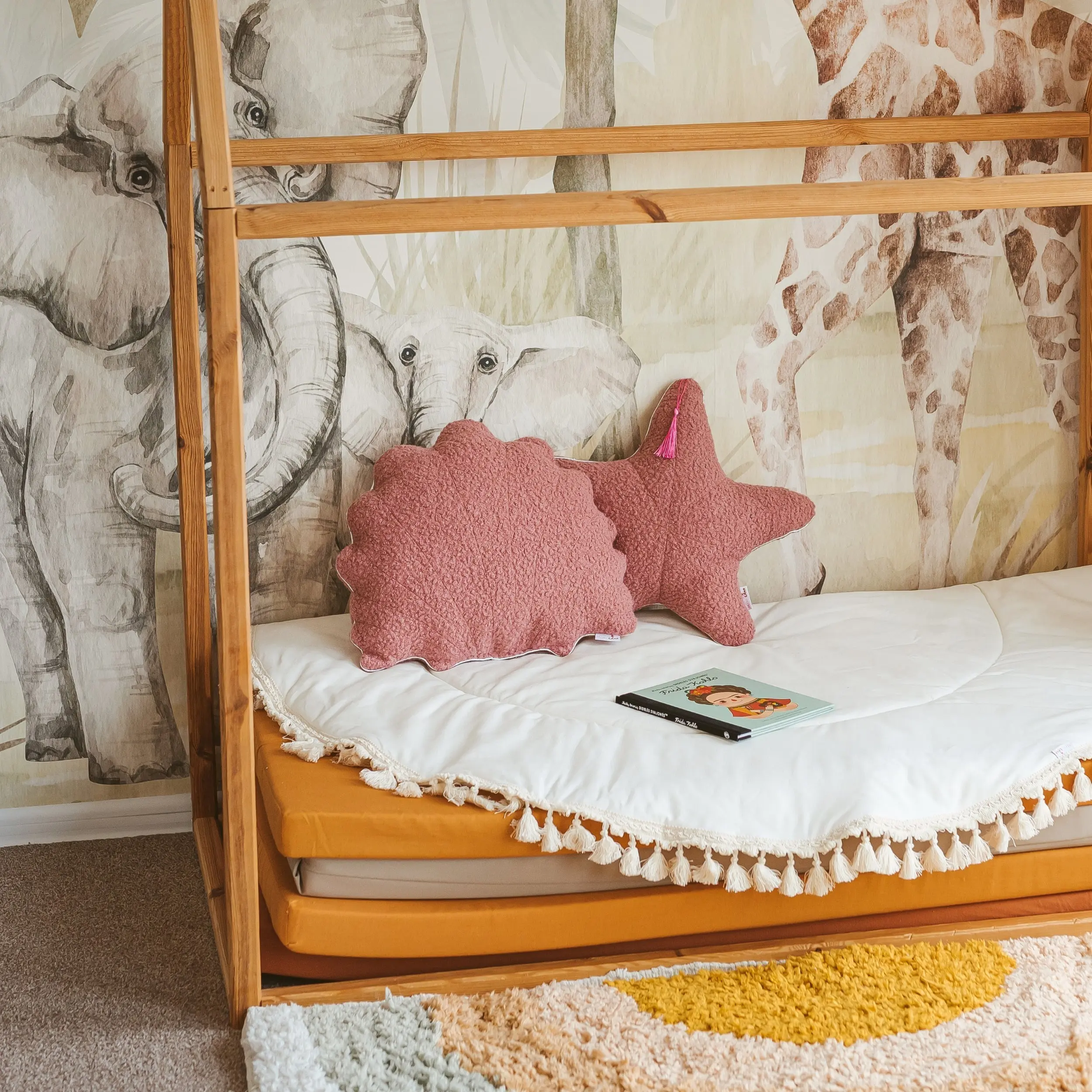 Boucle Seashell & Starfish Throw Pillows in Rose | PACK of 2 - Image 2