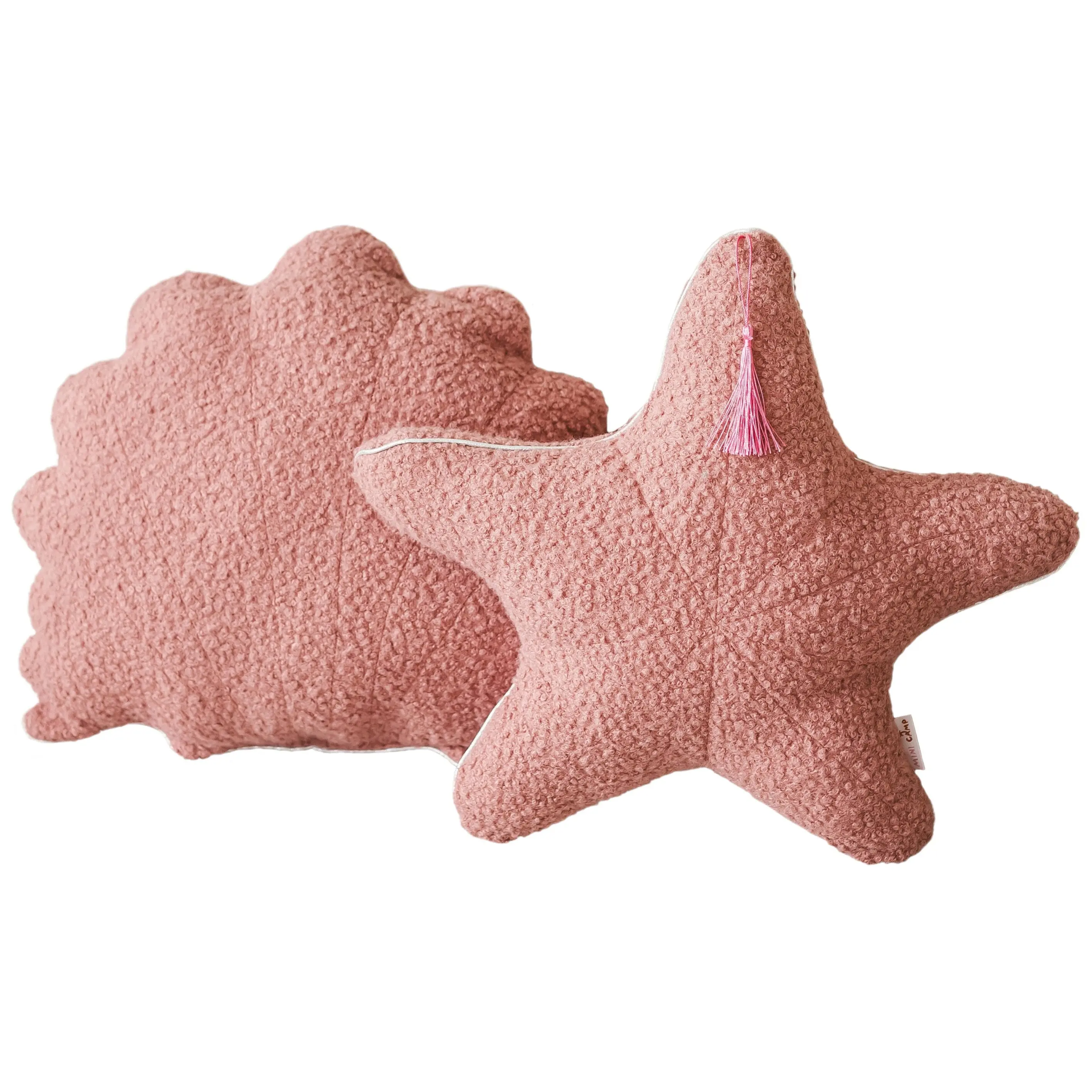 Boucle Seashell & Starfish Throw Pillows in Rose | PACK of 2 - Image 3
