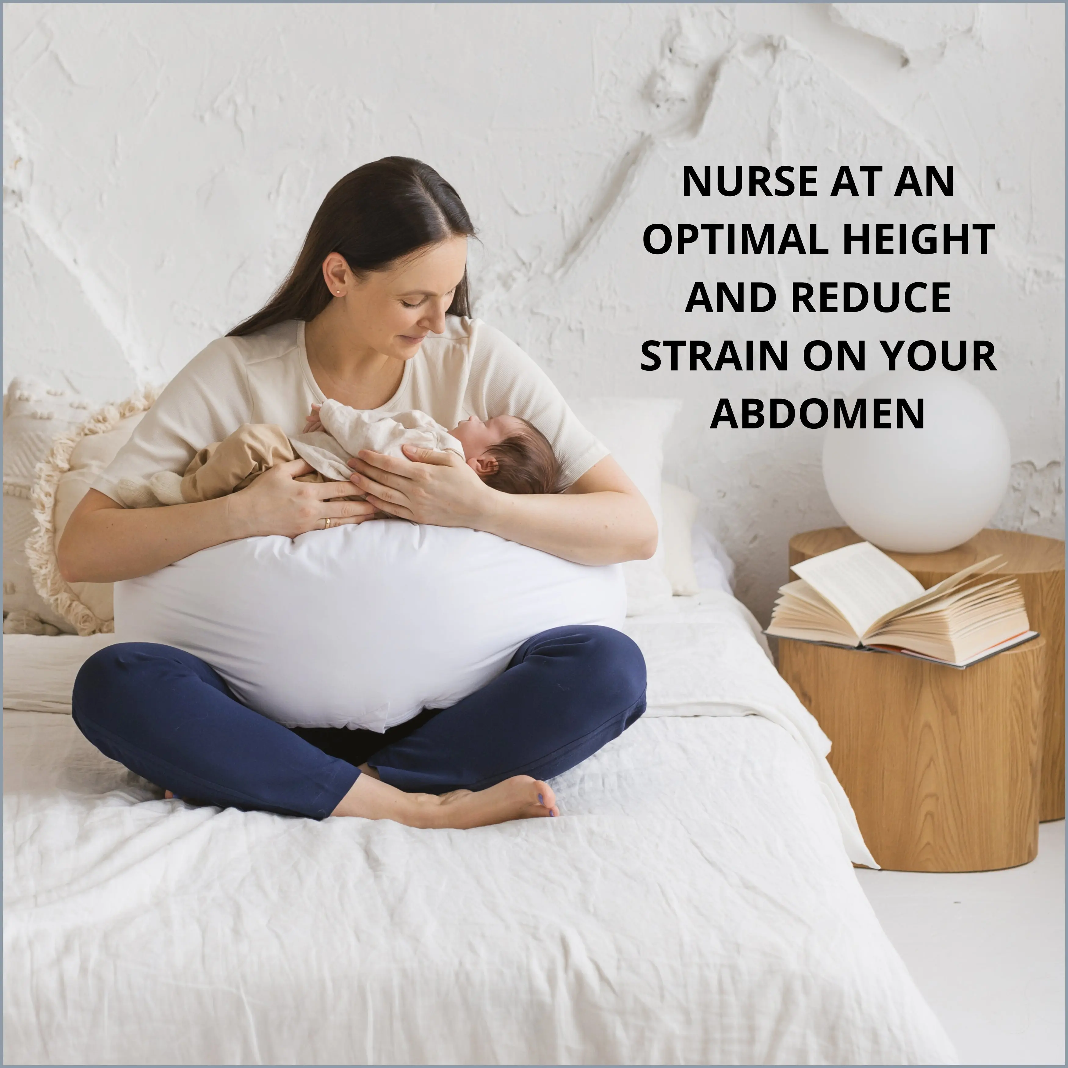 C-Shape Baby Feeding & Pregnancy Pillow with Organic White Cover | Kapok or PES Filling - Image 4