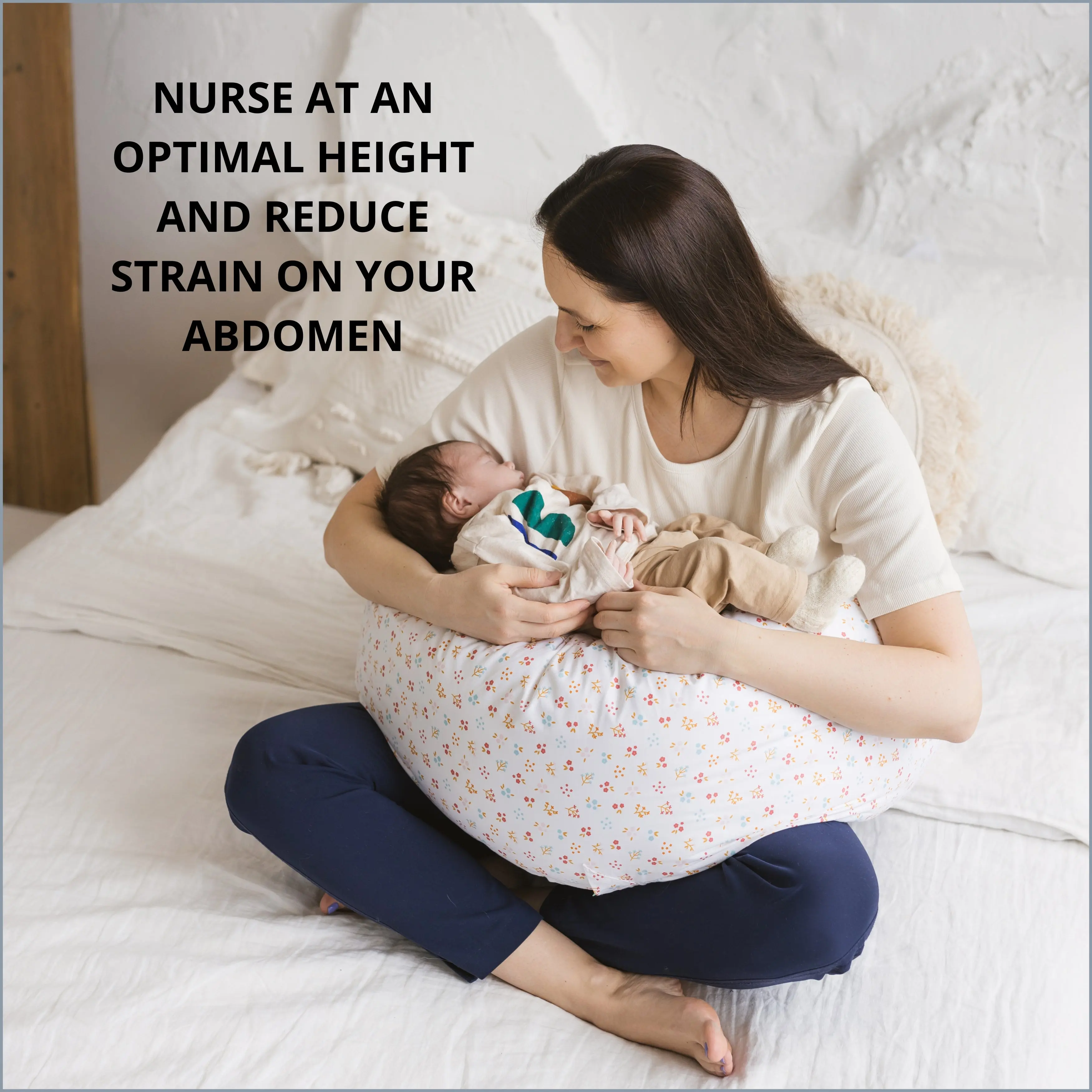 C-Shape Nursing & Maternity Pillow with Organic Milk White Cover | Natural Kapok or PES Filling - Image 3
