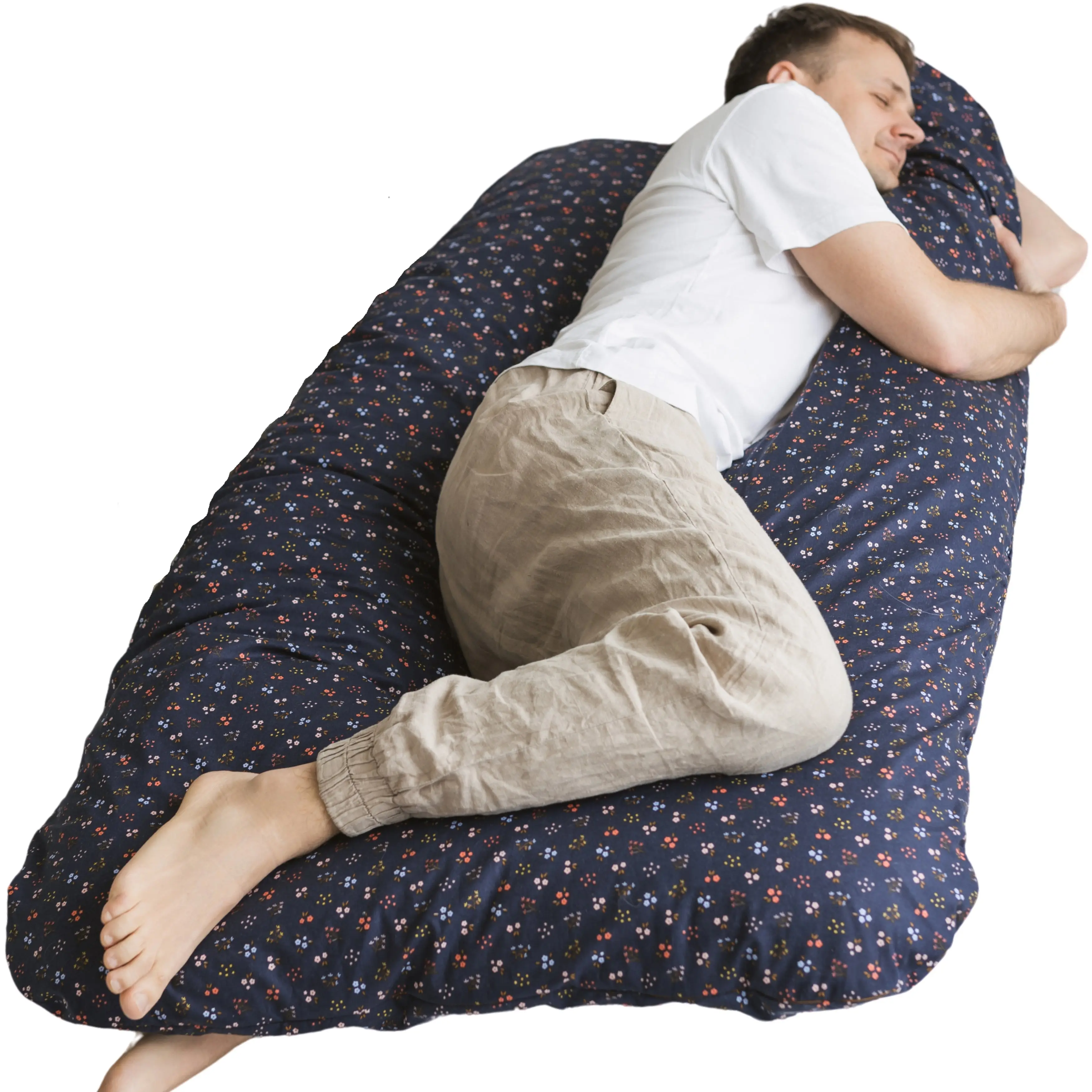 Comfort Pillow for Men and Women with Organic Cover in Navy Blue | Kapok or PES Filling