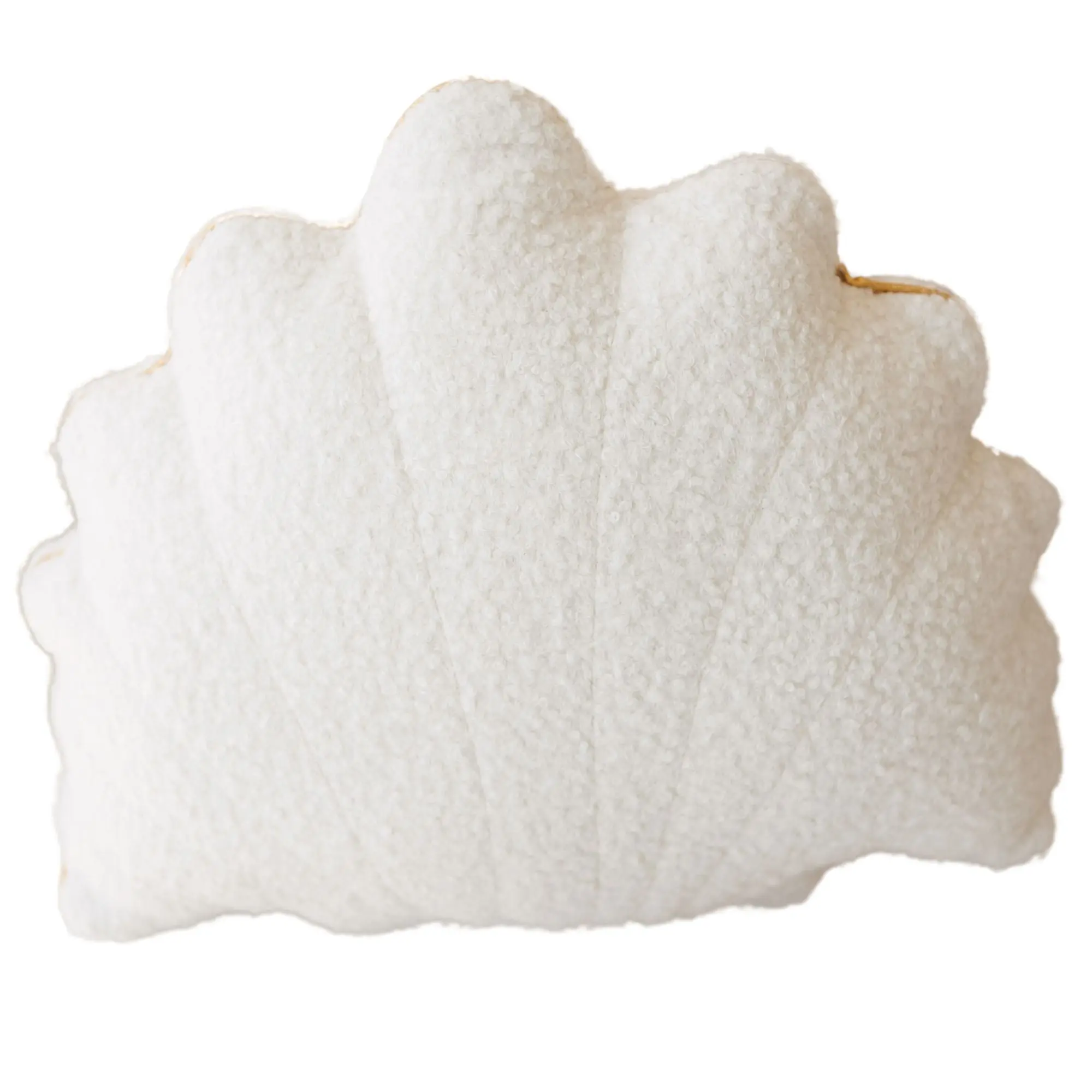 Ecru Boucle Seashell Cushion with Chic Golden Trim - Image 5