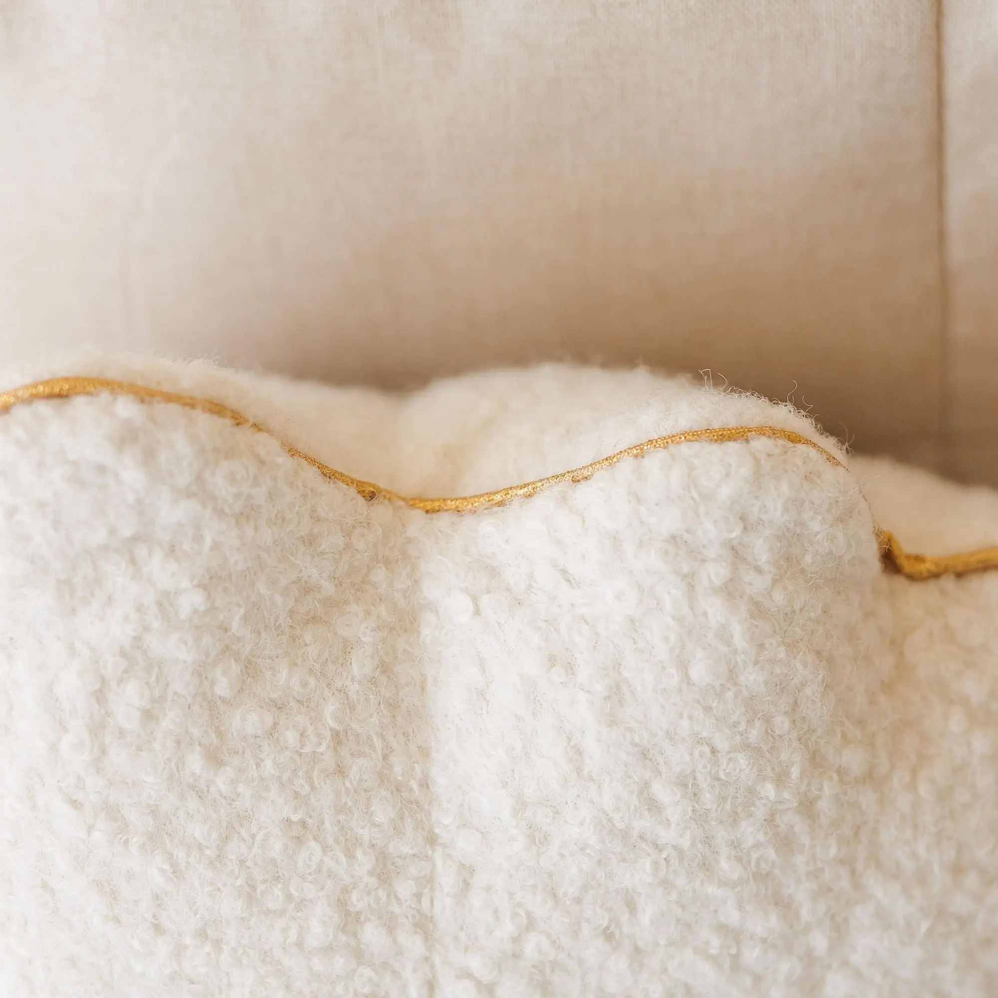 Ecru Boucle Starfish Cushion with Chic Golden Trim - Image 6