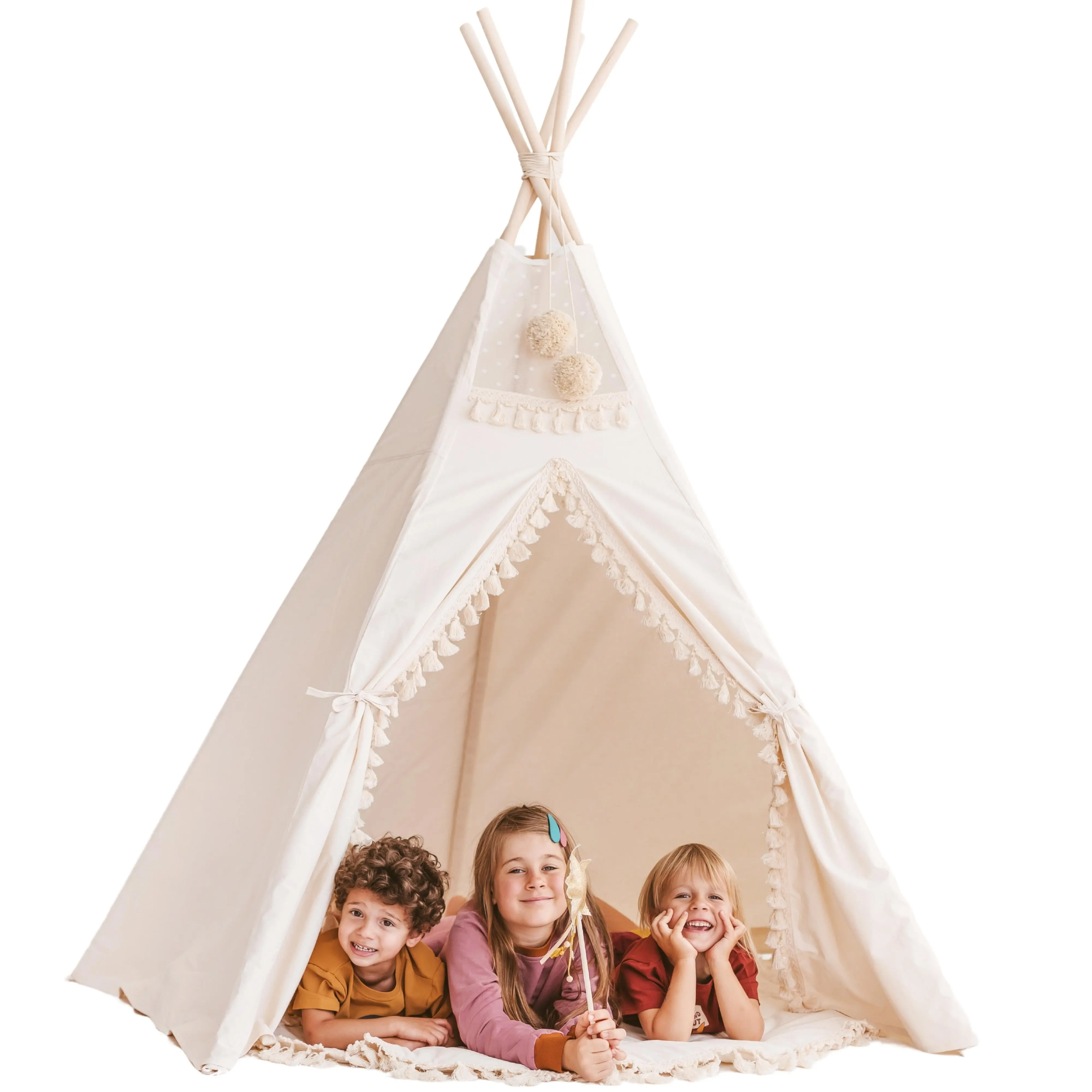 Extra Large Indoor Teepee Tent with Tassels Decor - Image 4