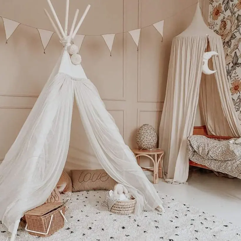 Ecru Fairy Kids Play Tent with Tulle - Image 3