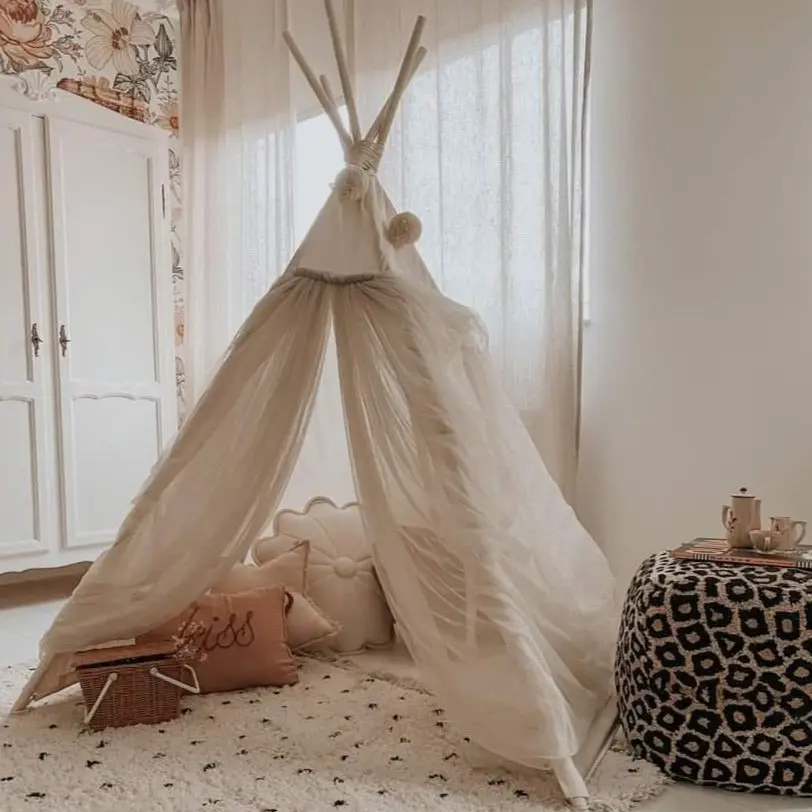 Ecru Fairy Kids Play Tent with Tulle - Image 4