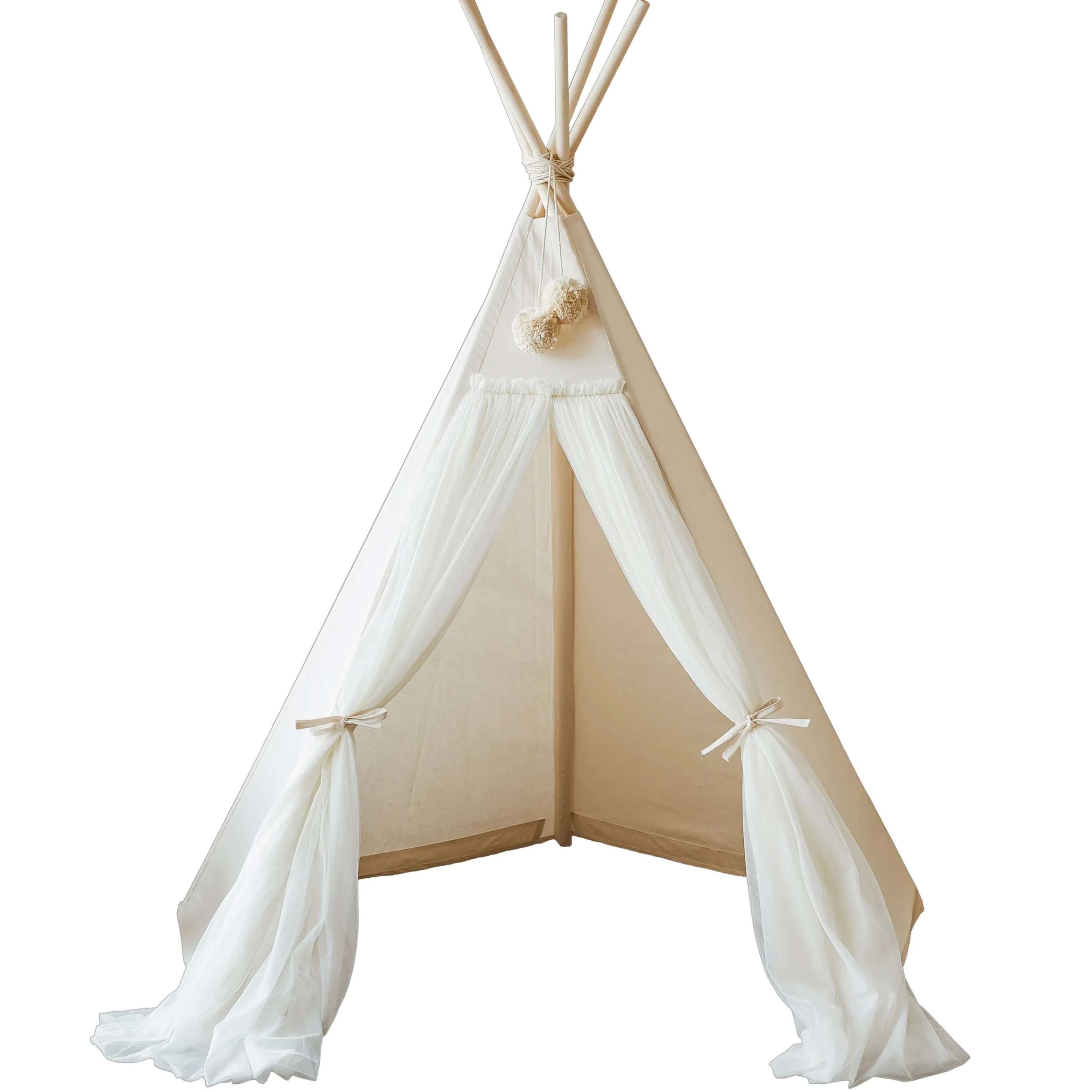 Ecru Fairy Kids Play Tent with Tulle - Image 7