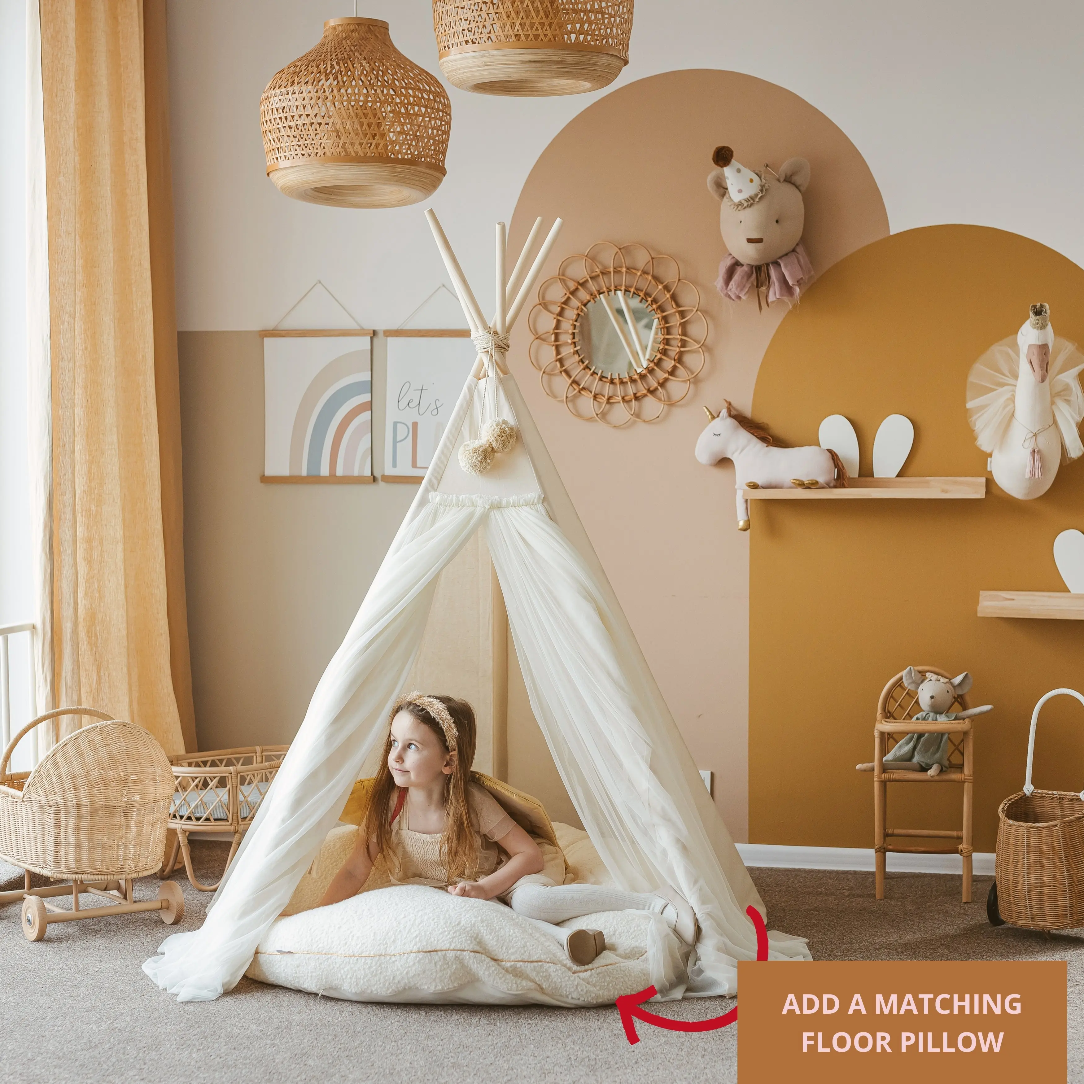 Ecru Fairy Kids Play Tent with Tulle - Image 8
