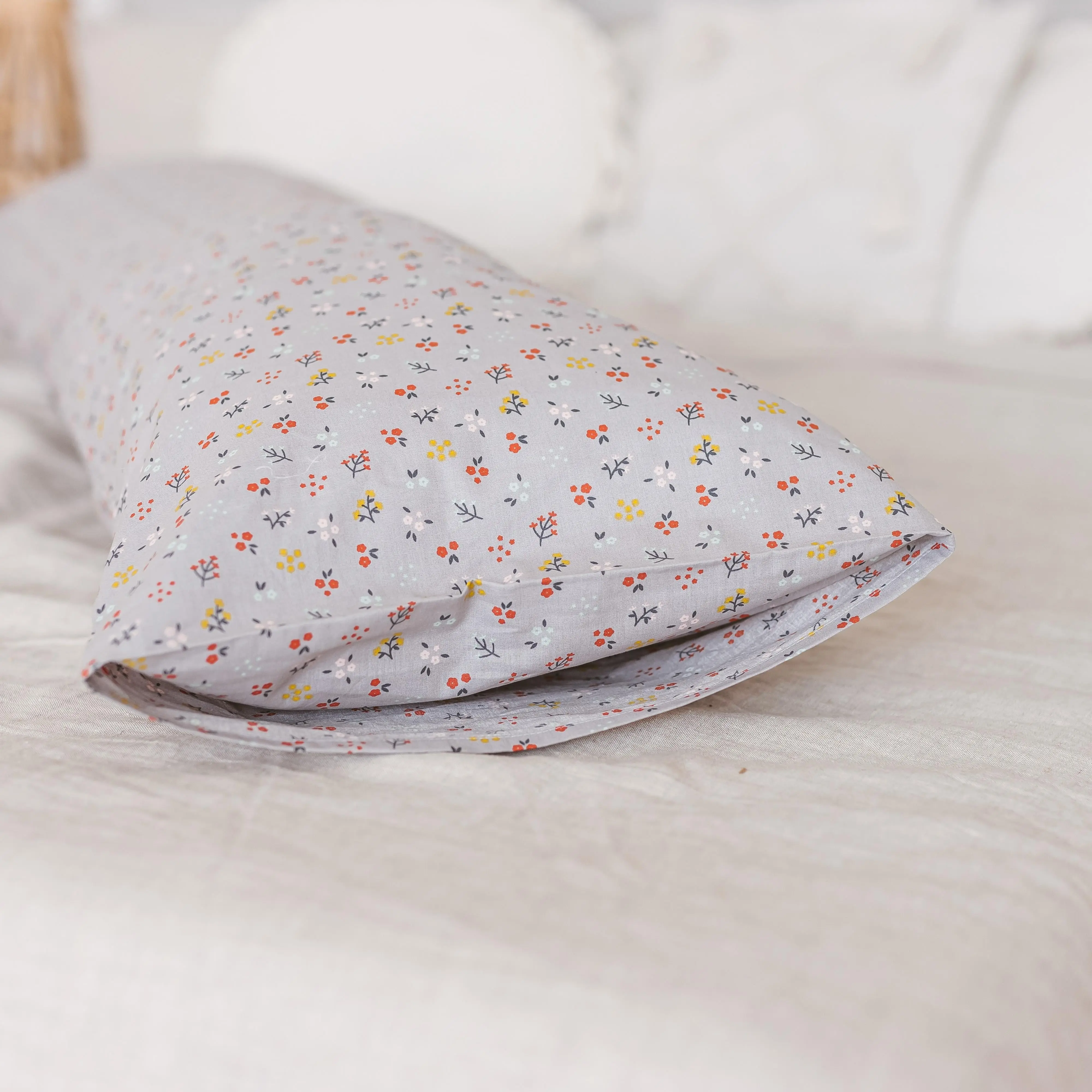 Full Body Maternity Pillow with Organic Floral Print Cover - Image 3
